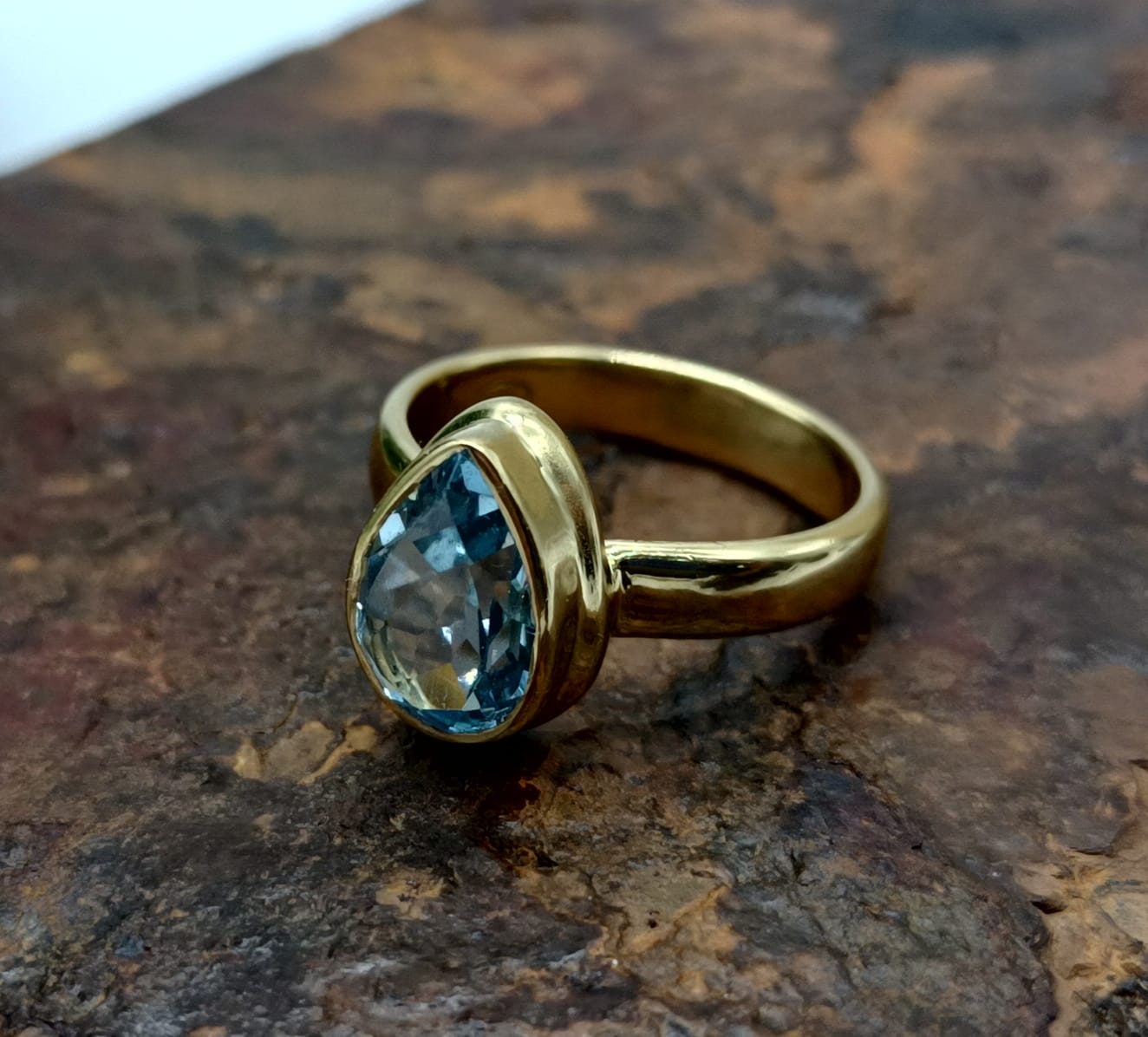 Genuine Blue Topaz Crafted in 18 carat Gold Vermeil Crystal Wellness