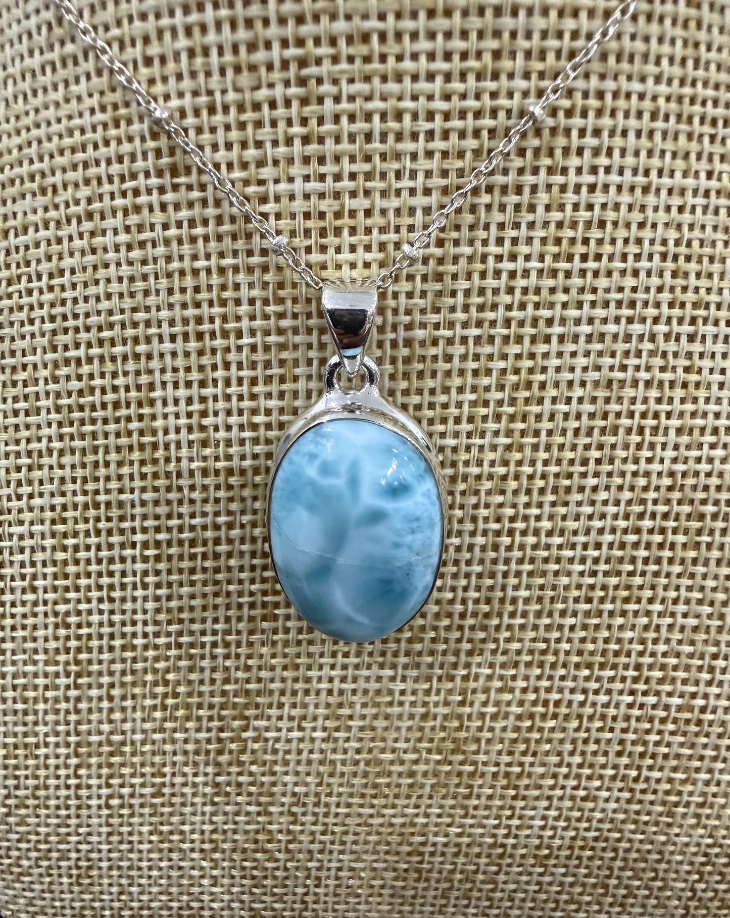 Larimar 925 Sterling Silver Pendant Crystal Wellness