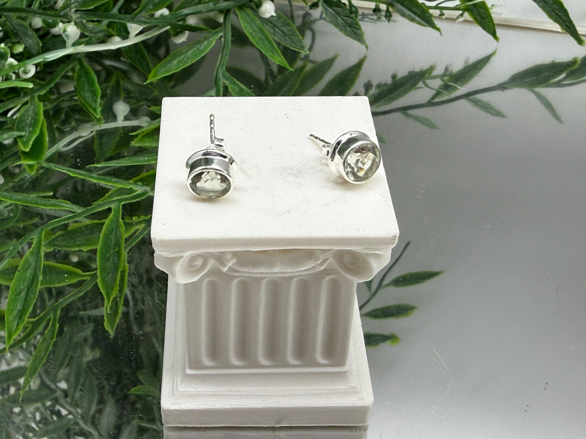 PRASIOLITE STUD EARRINGS

“Stone of Spiritual Growth, Heart Healing & Abundance”, 9mmx9mm Crystal Wellness