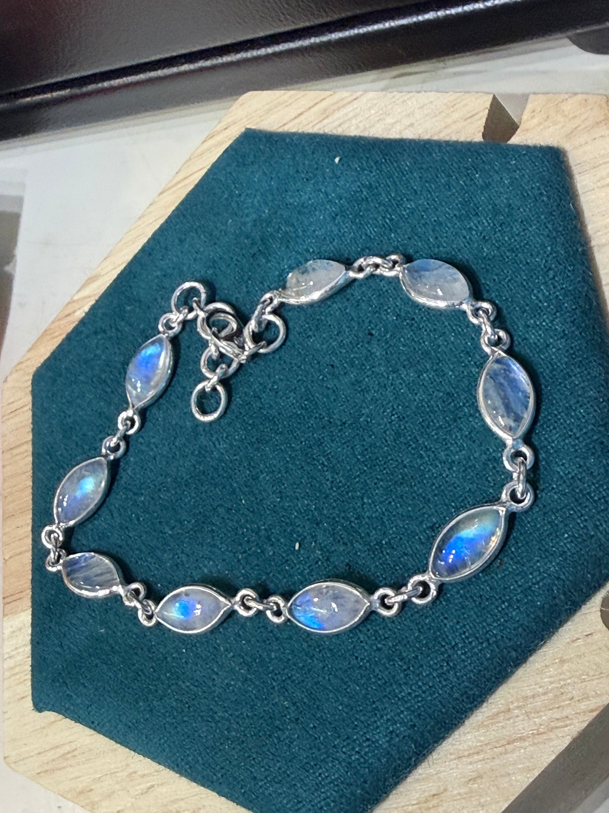 Moonstone Silver Bracelet, 20cm Crystal Wellness