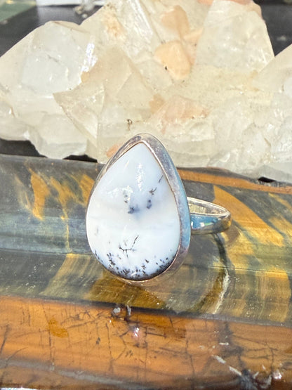 Dendritic Opal Ring — The Stone of Sacred Patterns & Inner Growth, size 9 Crystal Wellness
