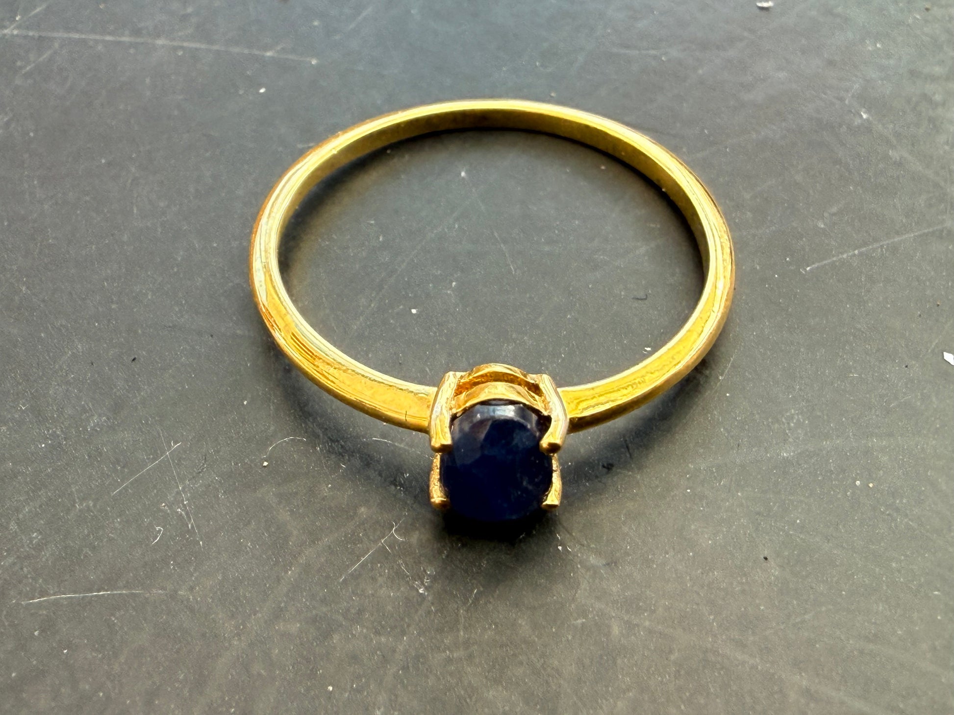 Sapphire Vermeil Ring – A Symbol of Wisdom, Truth & Inner Peace, size 7 Crystal Wellness