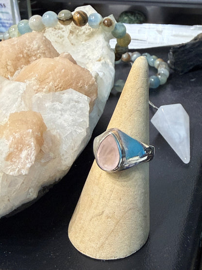 Rose Quartz Ring – The Stone of Unconditional Love, size 7.5