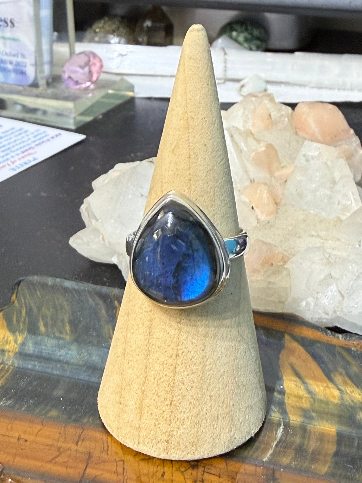 High-Quality Labradorite Ring — Stone of Magic & Transformation, size 9 Crystal Wellness