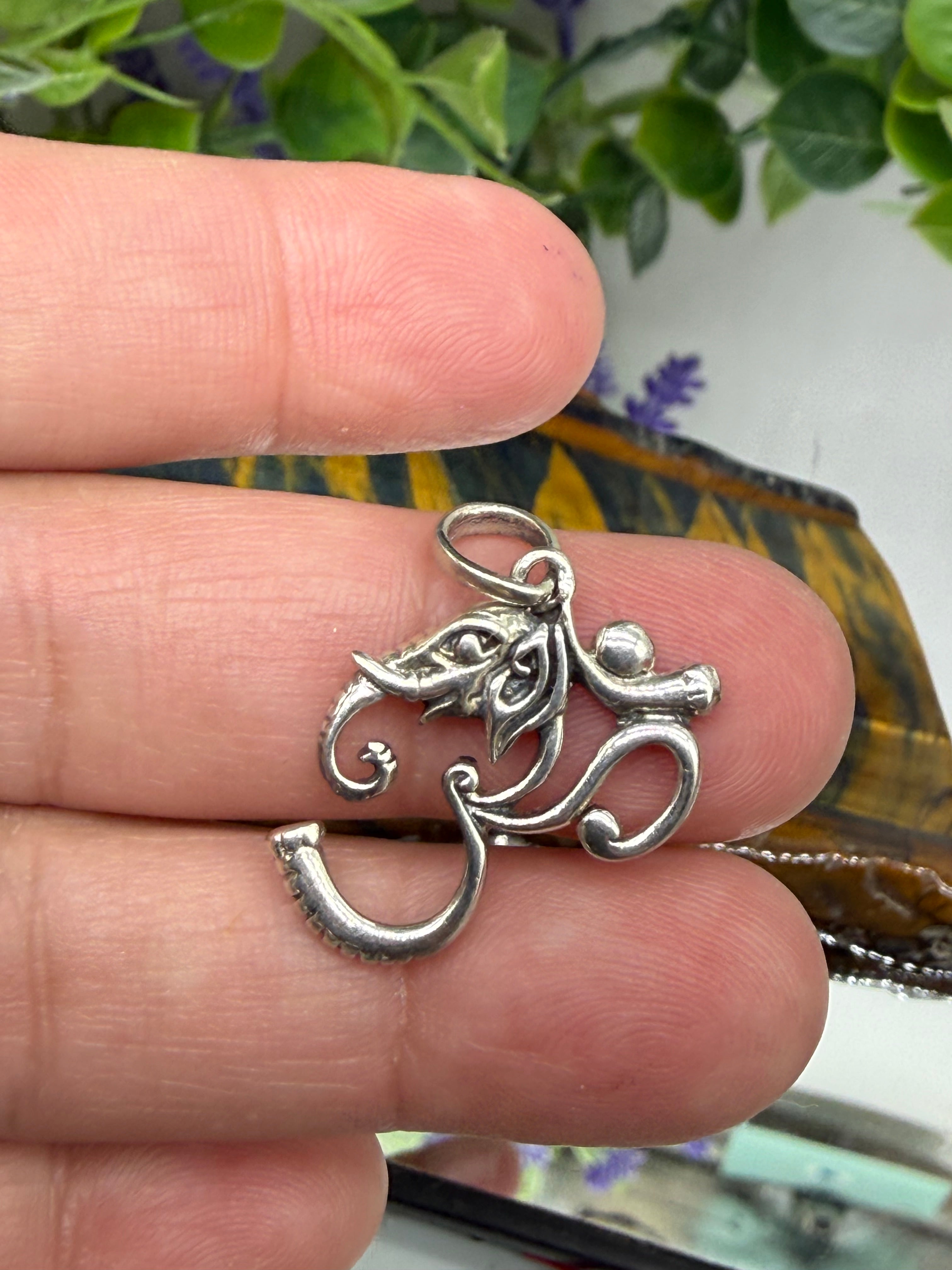 ✨ Om (ॐ) Sterling Silver Pendant — Sacred Sound & Inner Peace, 27mmx19mm Crystal Wellness