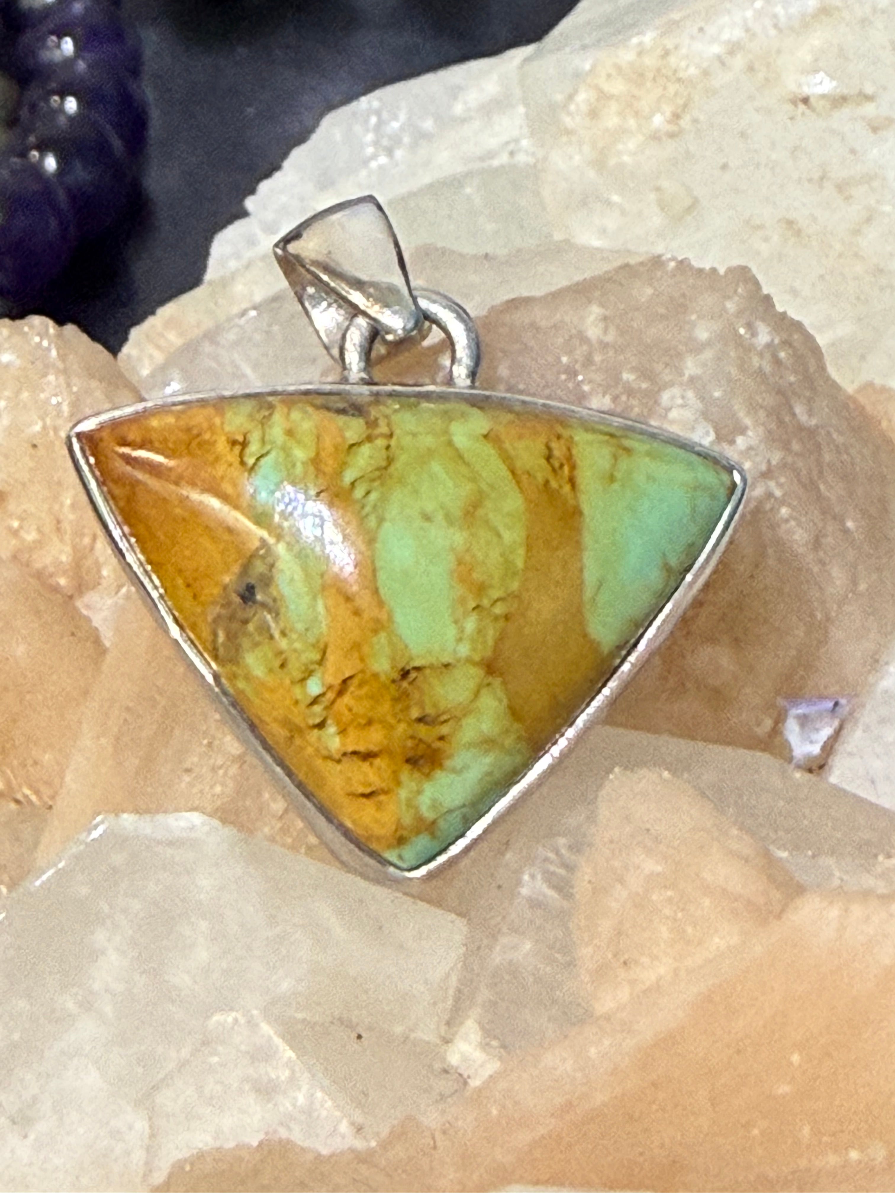 Green Turquoise Pendant – Stone of Healing & Sacred Protection, 28mmx21mm Crystal Wellness