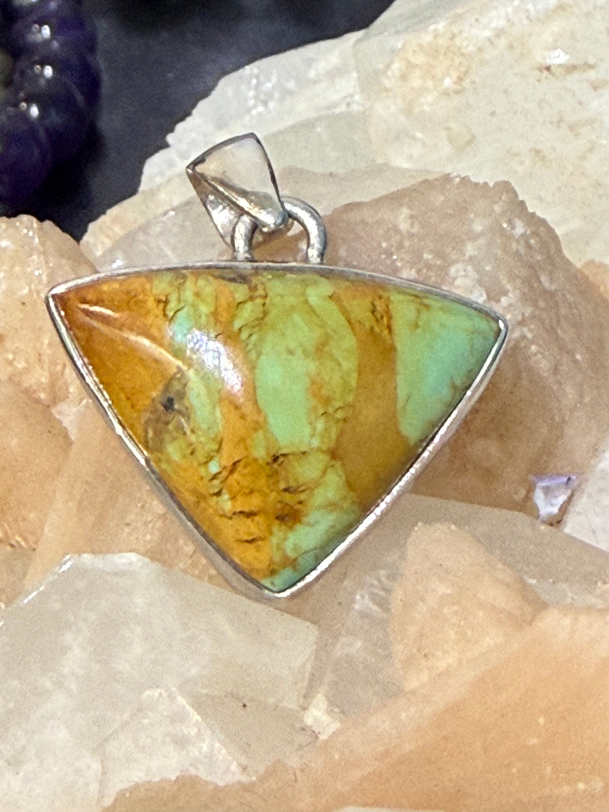 Green Turquoise Pendant – Stone of Healing & Sacred Protection, 28mmx21mm Crystal Wellness