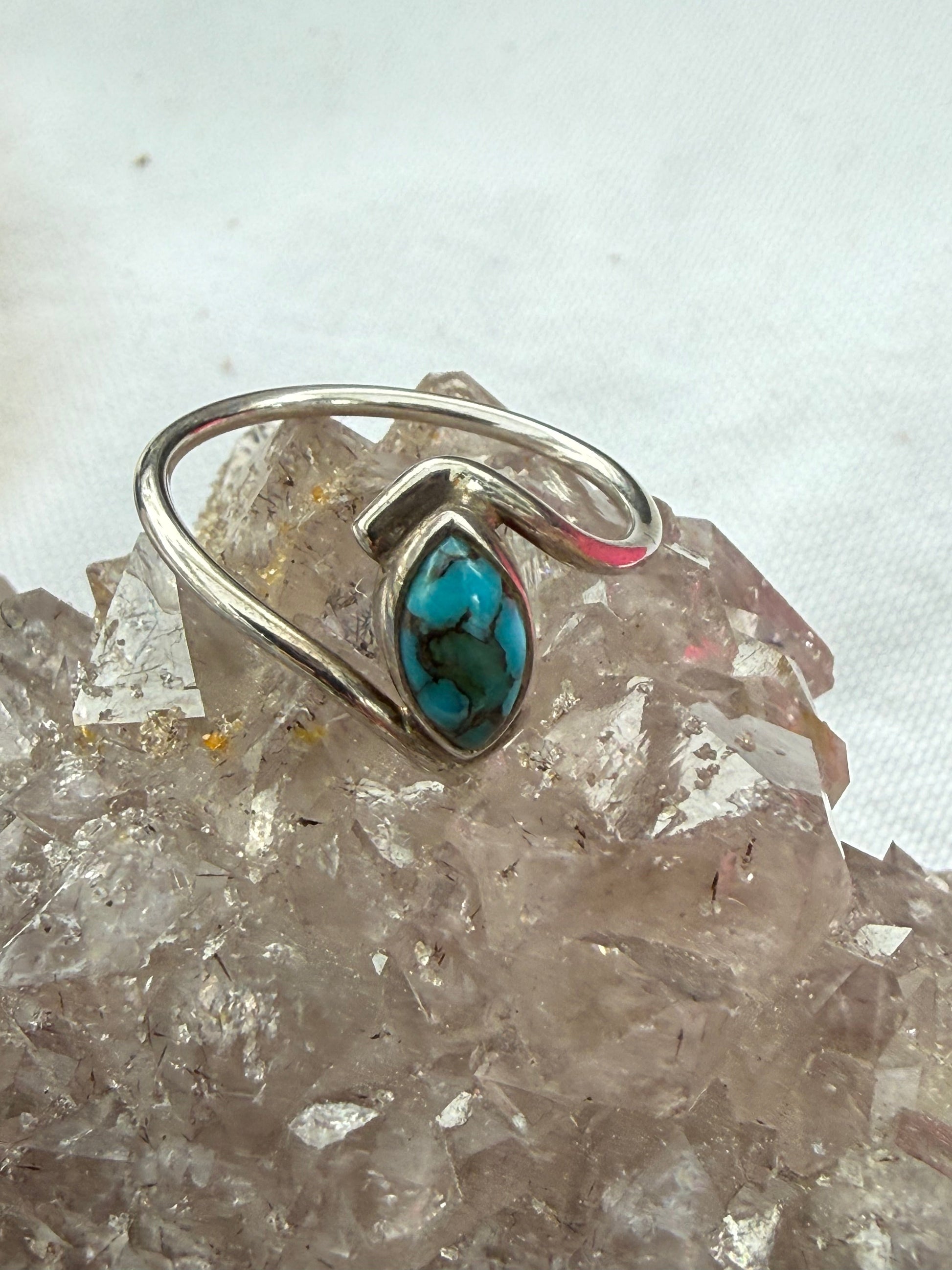 Blue Copper Turquoise Ring – A Stone of Strength, Communication & Positive Energy, size 5.5 Crystal Wellness