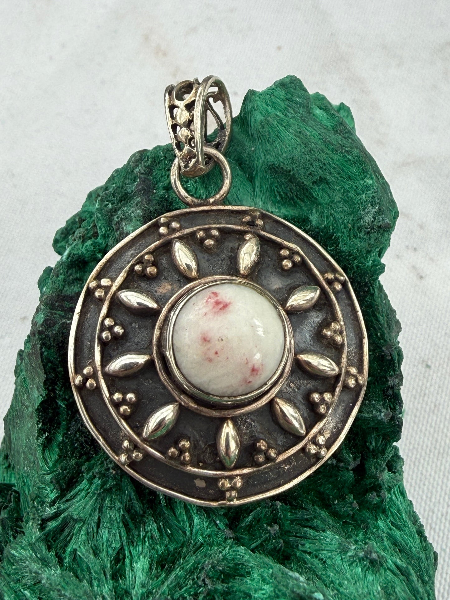Cinnabar Silver Pendant 25mmx25mm Crystal Wellness