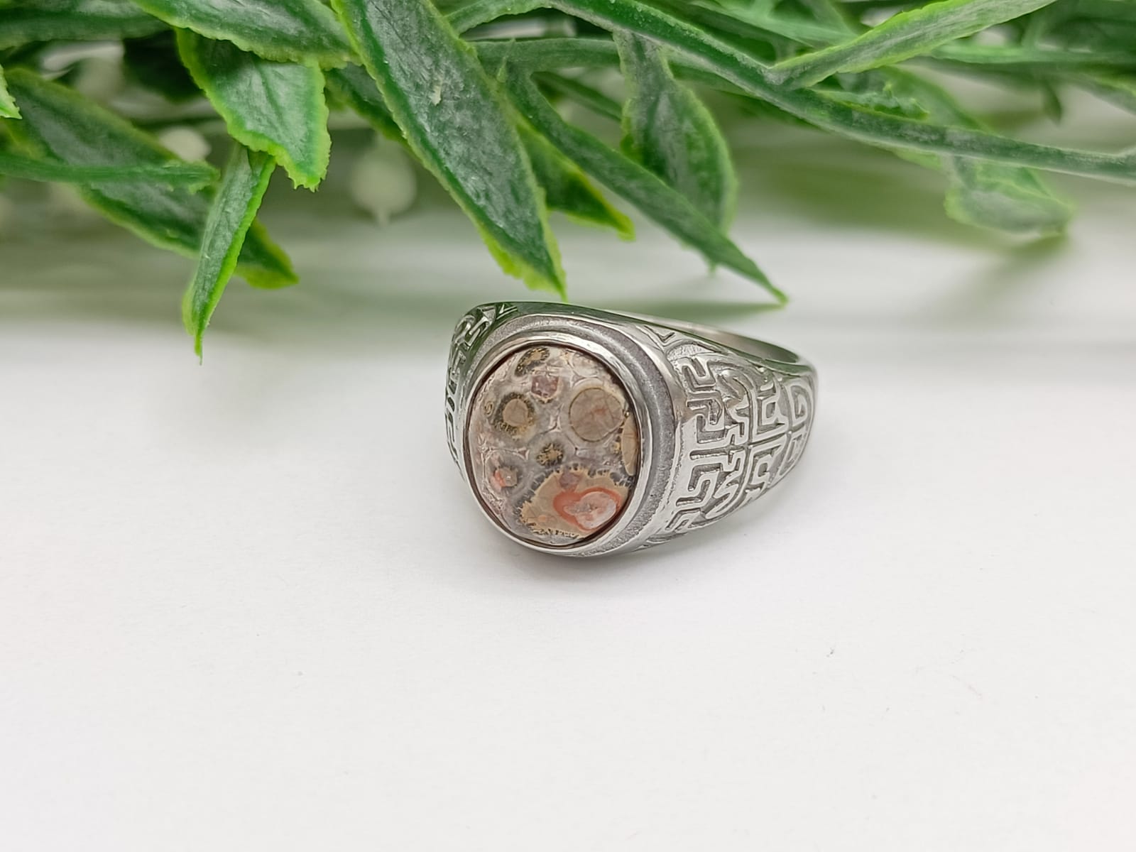 Leopard Jasper Titanium Ring Size 10 US Crystal Wellness