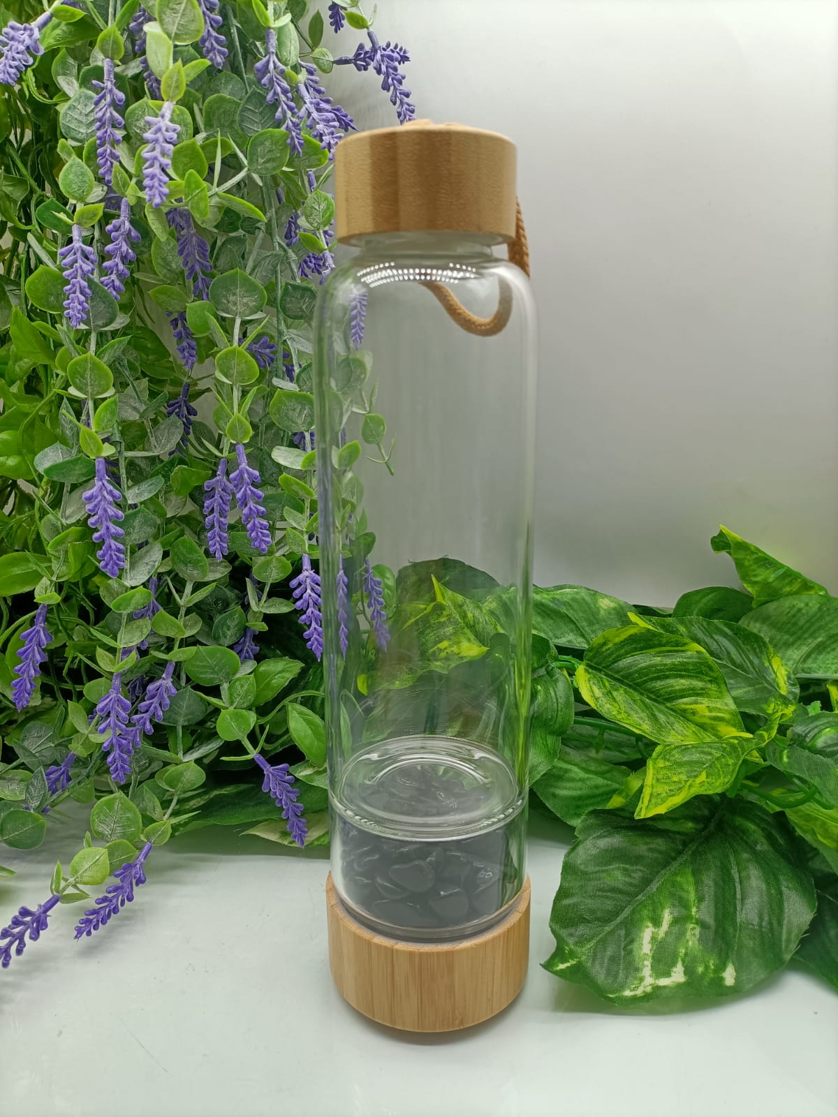 Energise Healing Crystal Bamboo Water Bottle Crystal Wellness