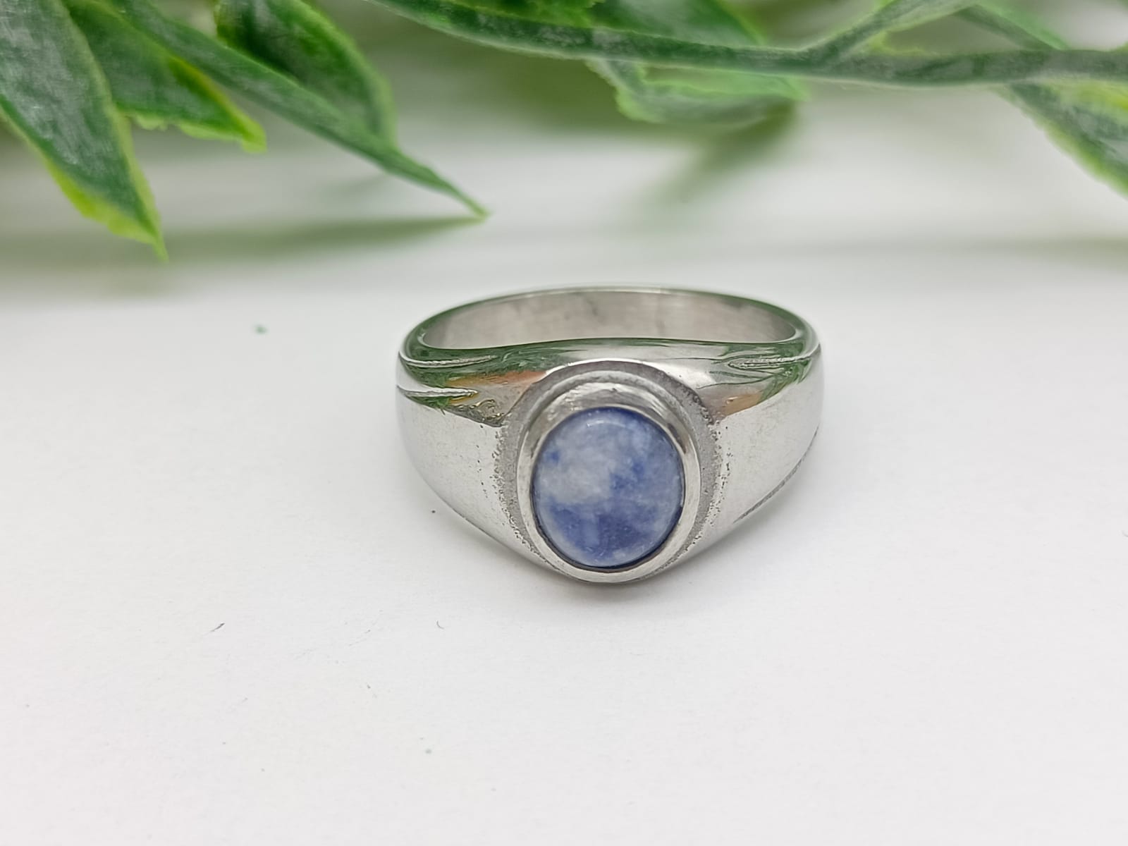 Blue Spot Titanium Ring Size 9 US Crystal Wellness