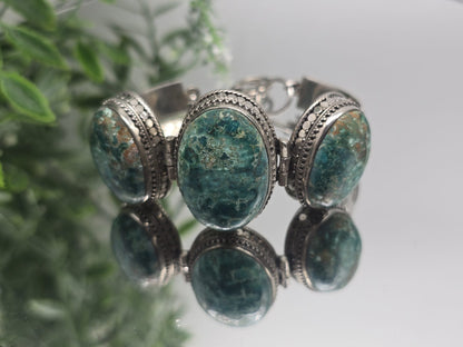 Chrysocolla 925 Sterling Silver Bracelet Crystal Wellness