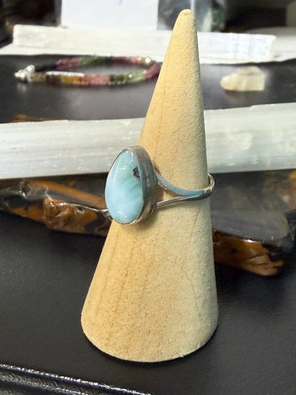 💙 Larimar Silver Ring — The Stone of Divine Calm, size 7.5 Crystal Wellness