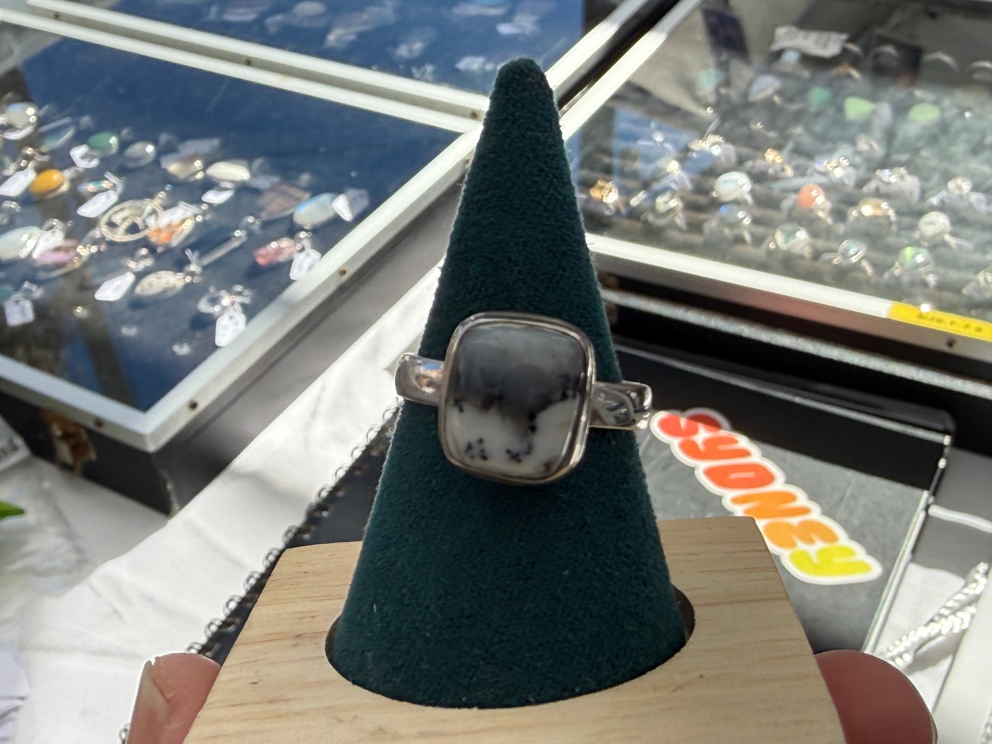 Dendritic Opal Ring — Whispers of Nature, size 9 Crystal Wellness