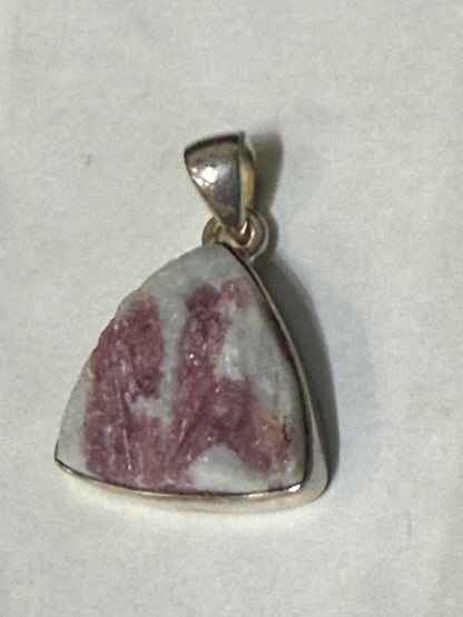 Raw Pink Tourmaline Shield-Cut 925 Sterling Silver Pendant – Love • Emotional Healing • Compassion (2.7x1.9cm) Crystal Wellness
