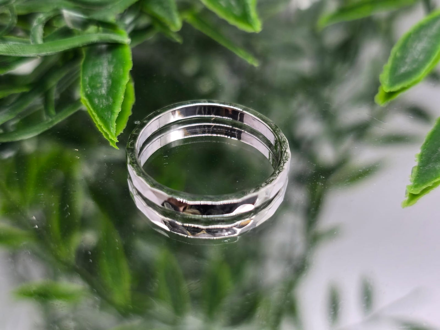 Faceted Sterling Silver Band Ring Crystal Wellness