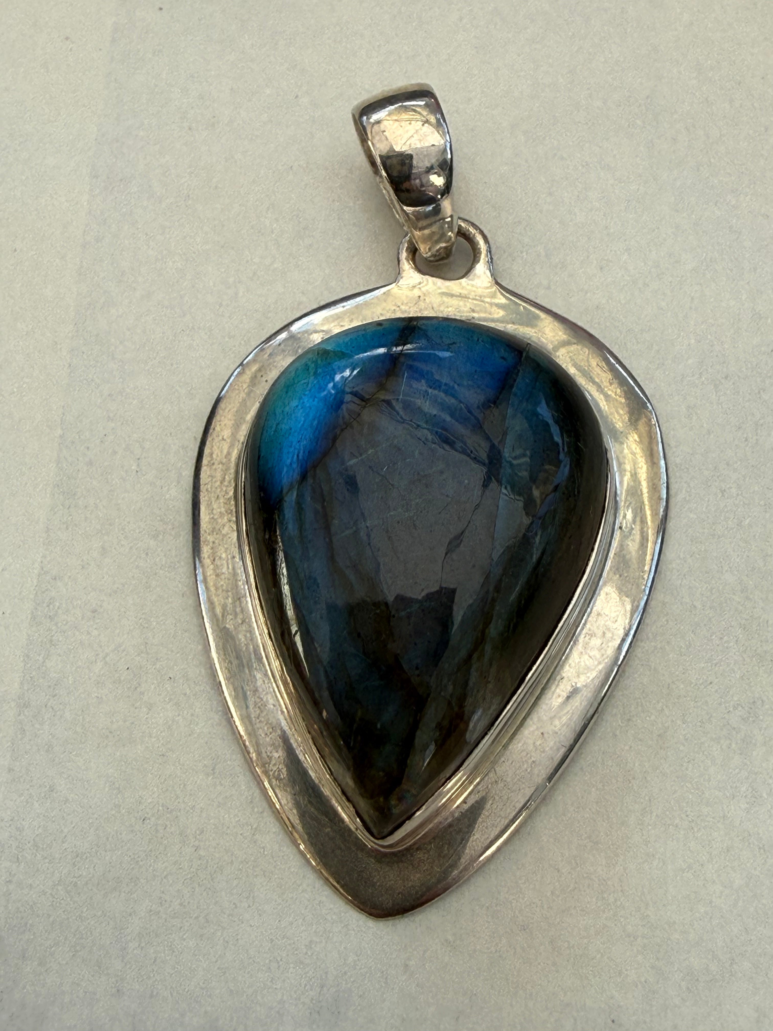 Celestial Light Labradorite Silver Pendant 34mmx36mm Crystal Wellness