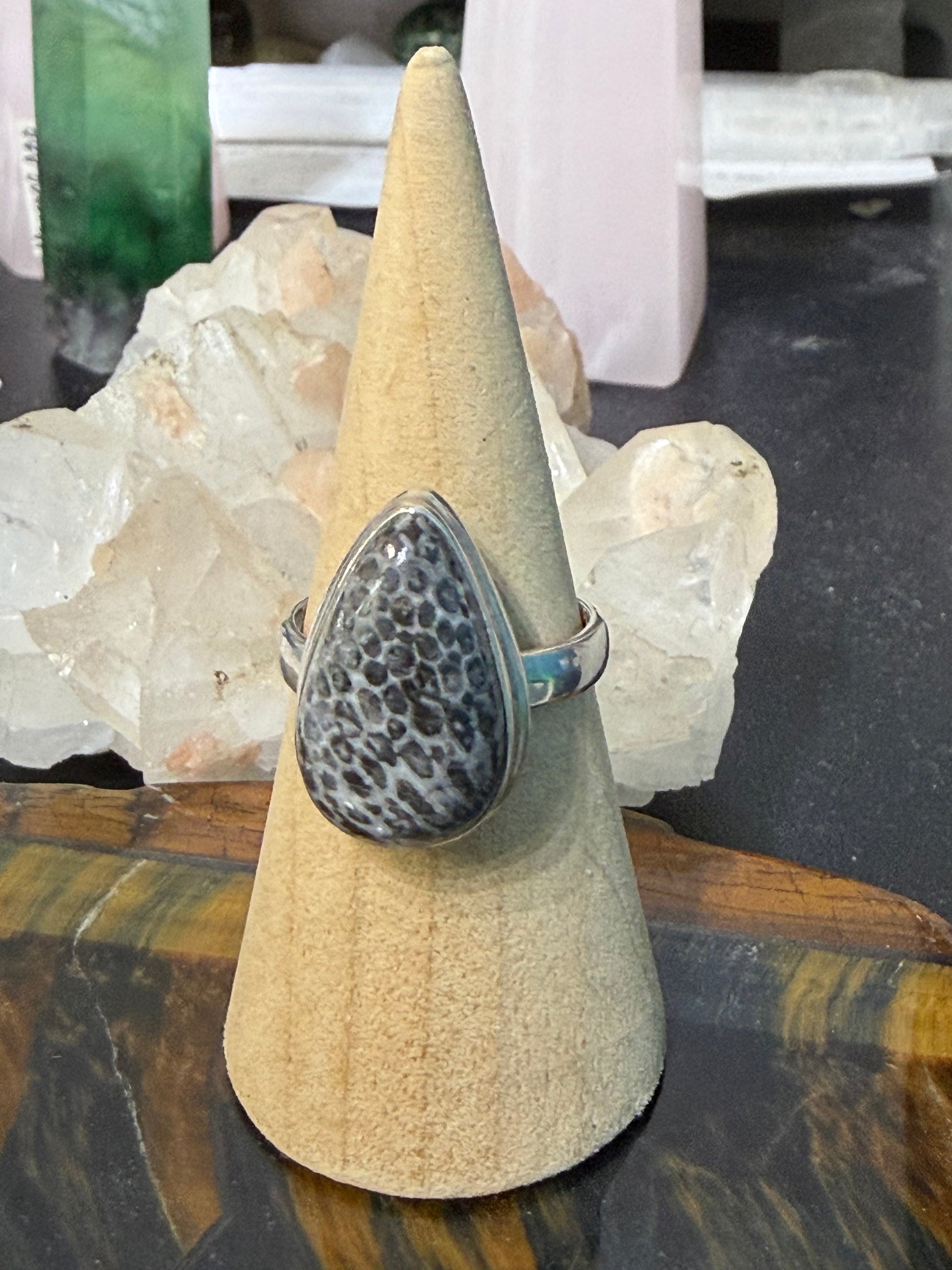 Black Coral Ring, size 9.5 Crystal Wellness