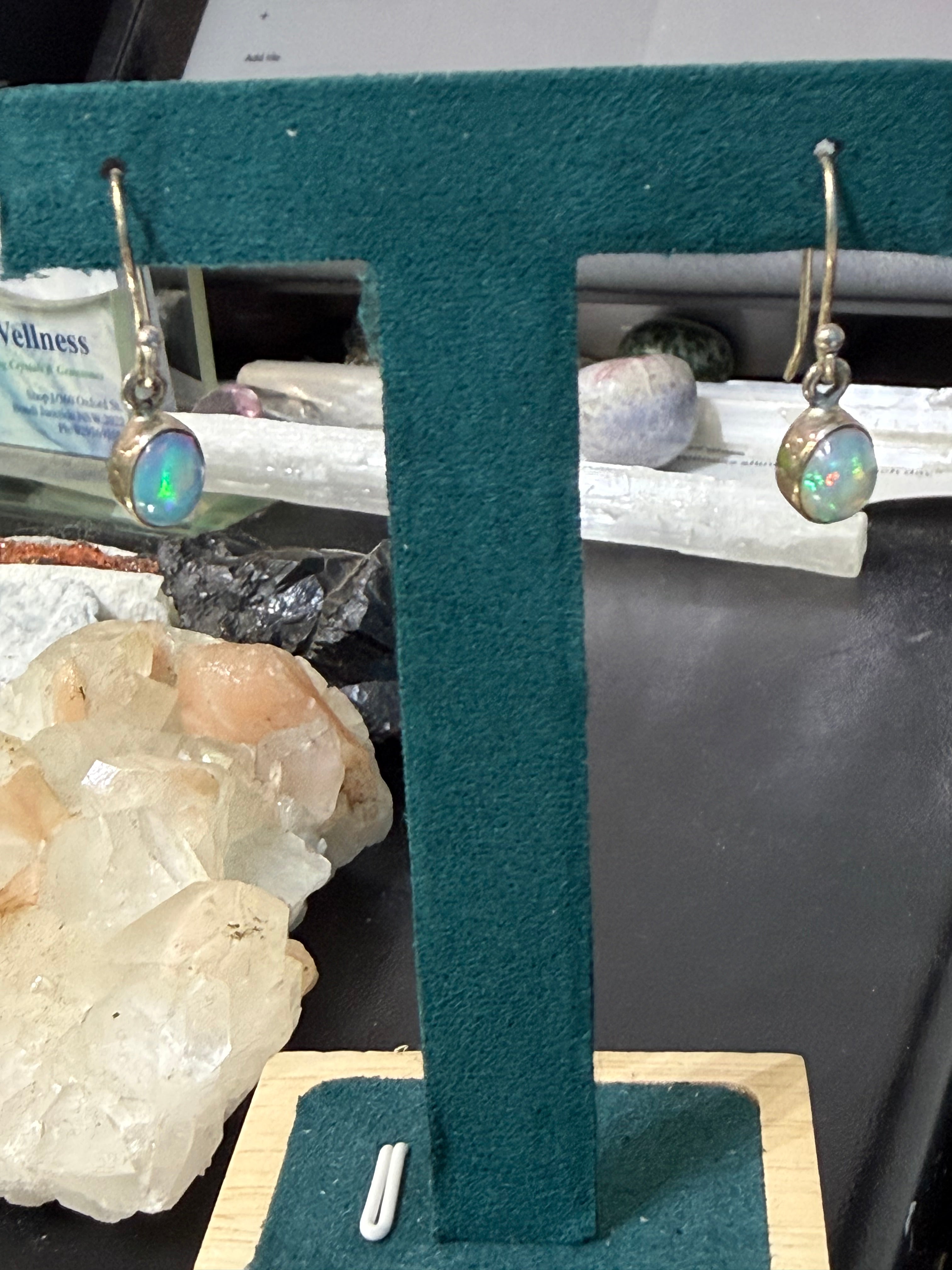 Ethiopian Opal Earrings — A Dance of Light and Possibility, 8mmx7mm Crystal Wellness