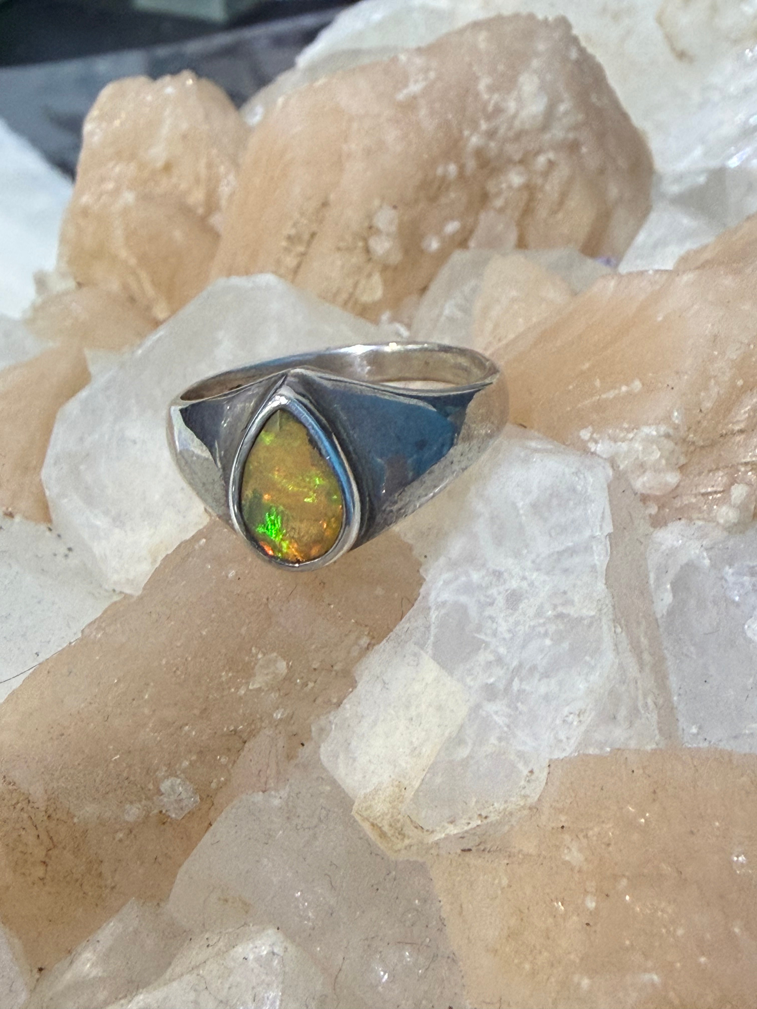 Ethiopian Opal Ring, size 7.5 – Flame of Intuition Crystal Wellness