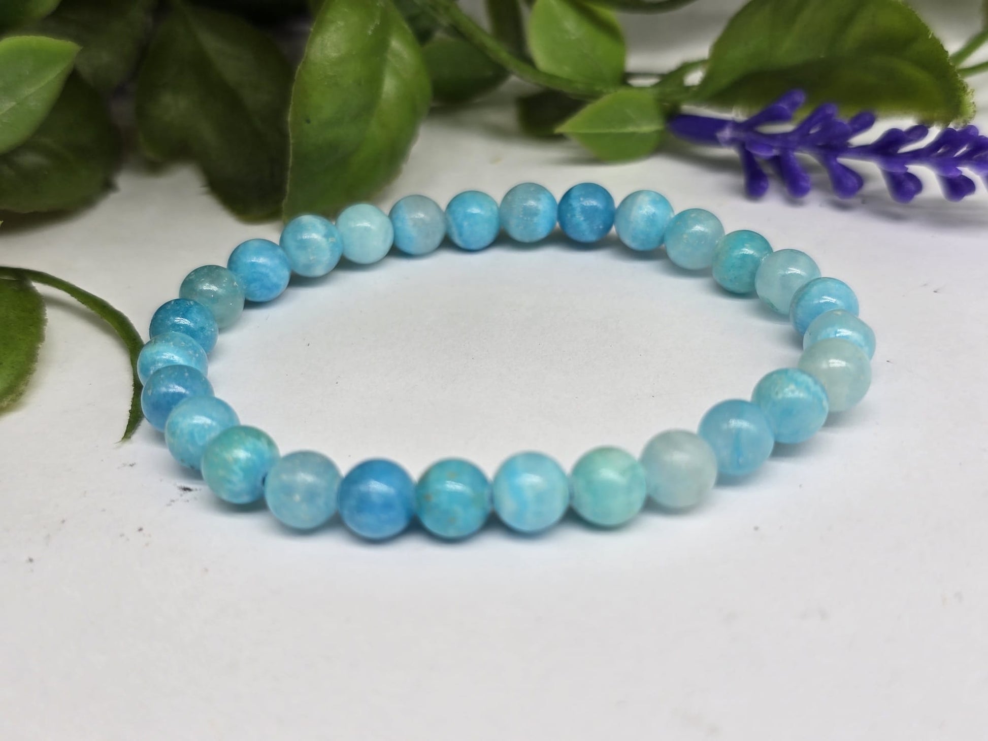 Blue Aragonite 6mm Bracelet - High Grade Crystal Wellness