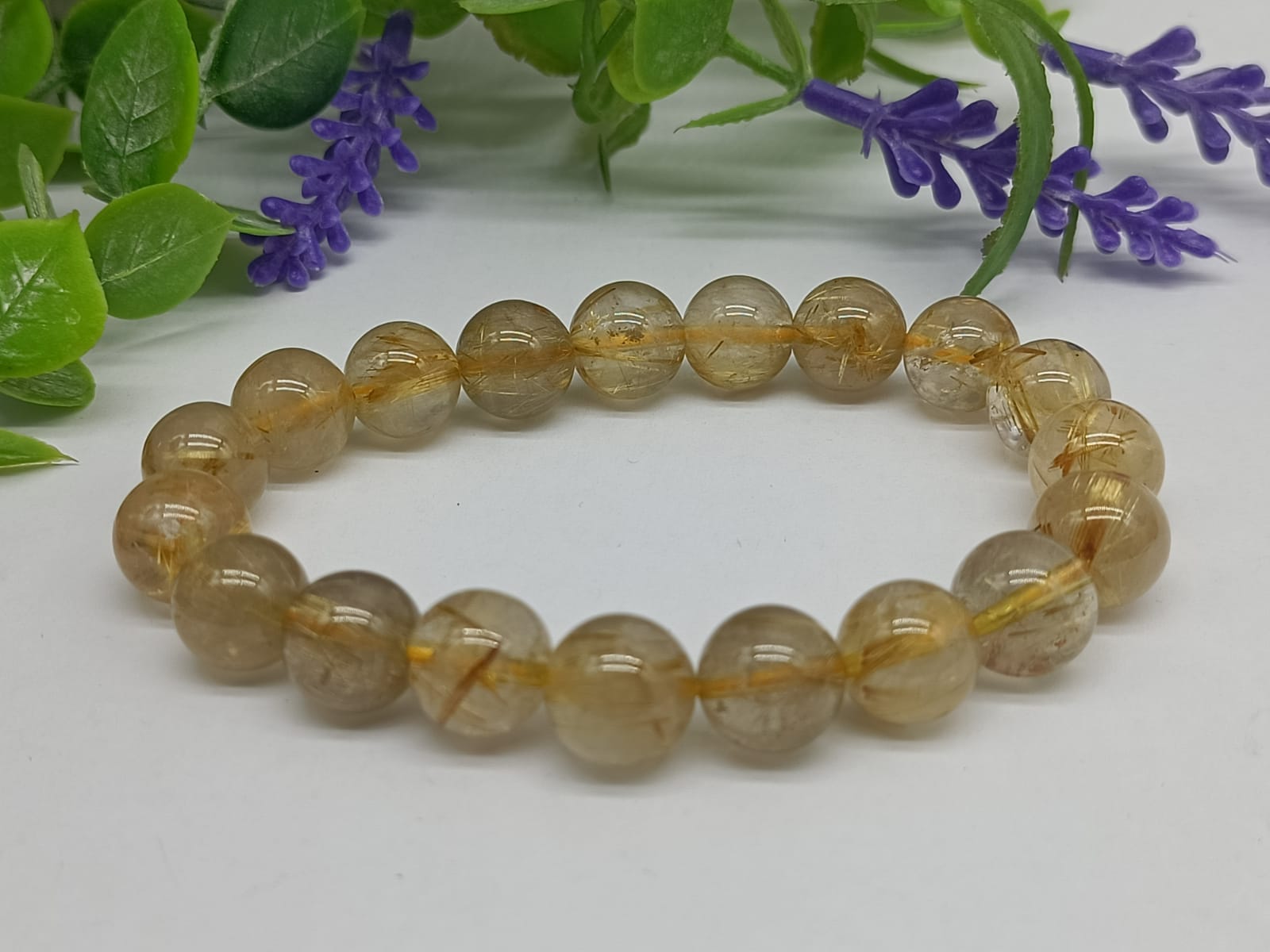 Golden Rutilated High Grade Beads Bracelet Crystal Wellness