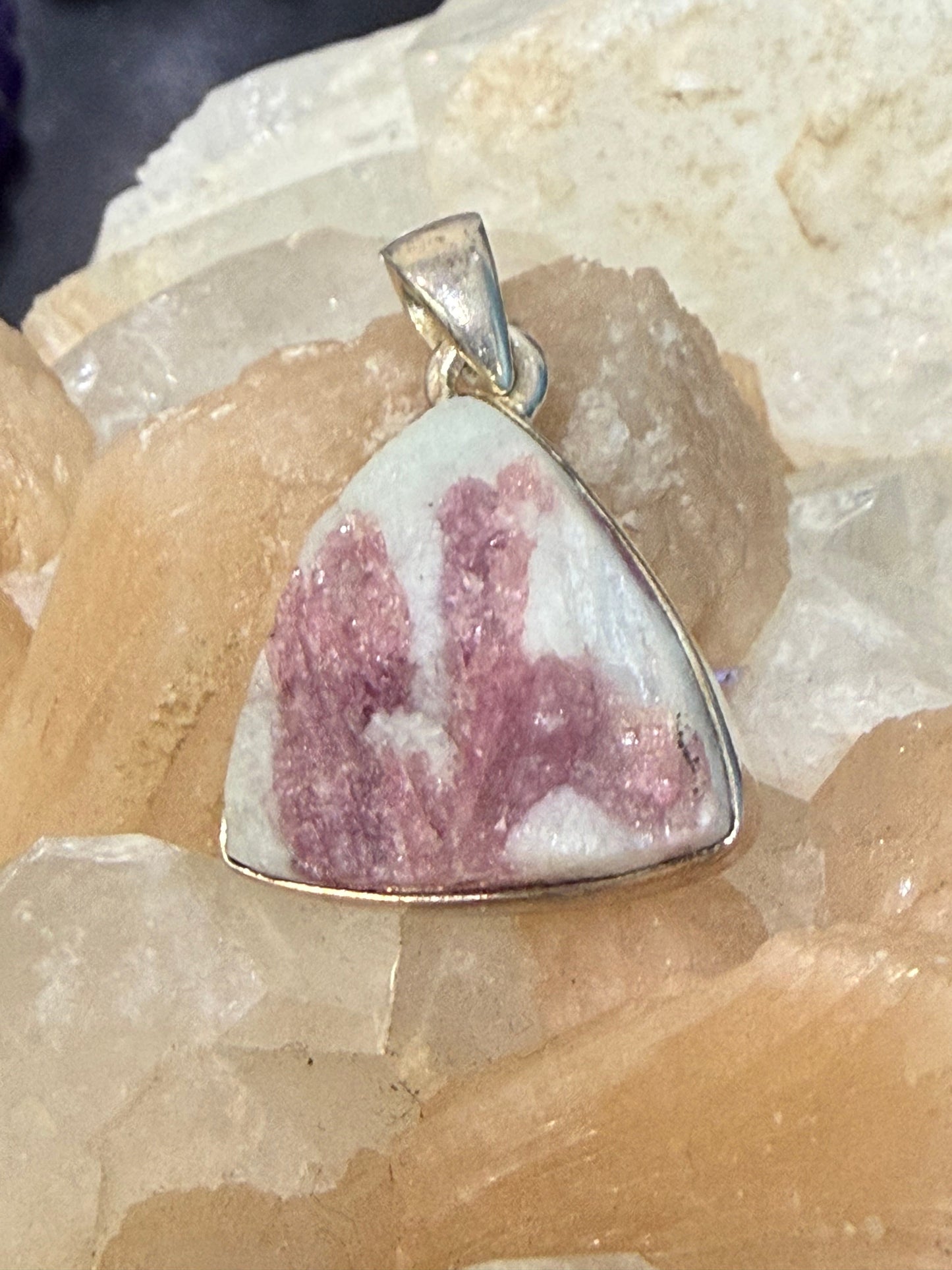 Raw Pink Tourmaline Shield-Cut 925 Sterling Silver Pendant – Love • Emotional Healing • Compassion (2.7x1.9cm) Crystal Wellness
