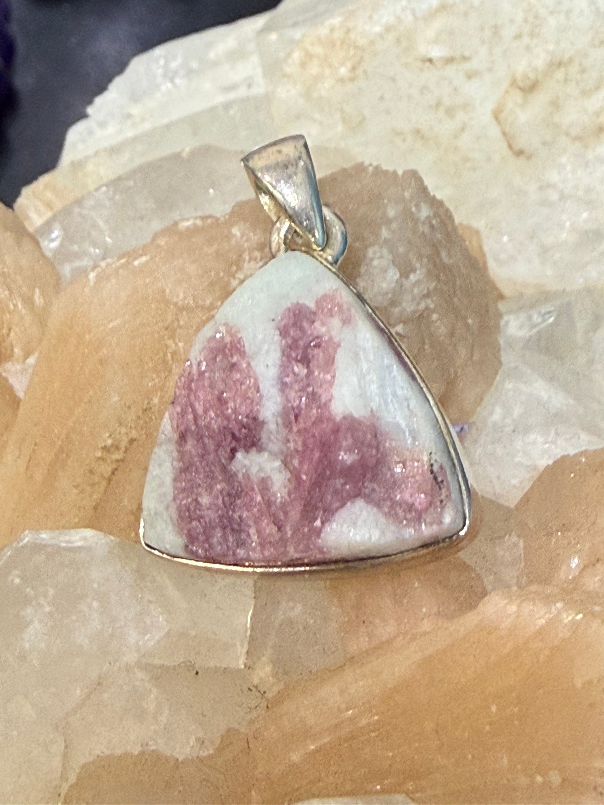 Raw Pink Tourmaline Shield-Cut 925 Sterling Silver Pendant – Love • Emotional Healing • Compassion (2.7x1.9cm) Crystal Wellness