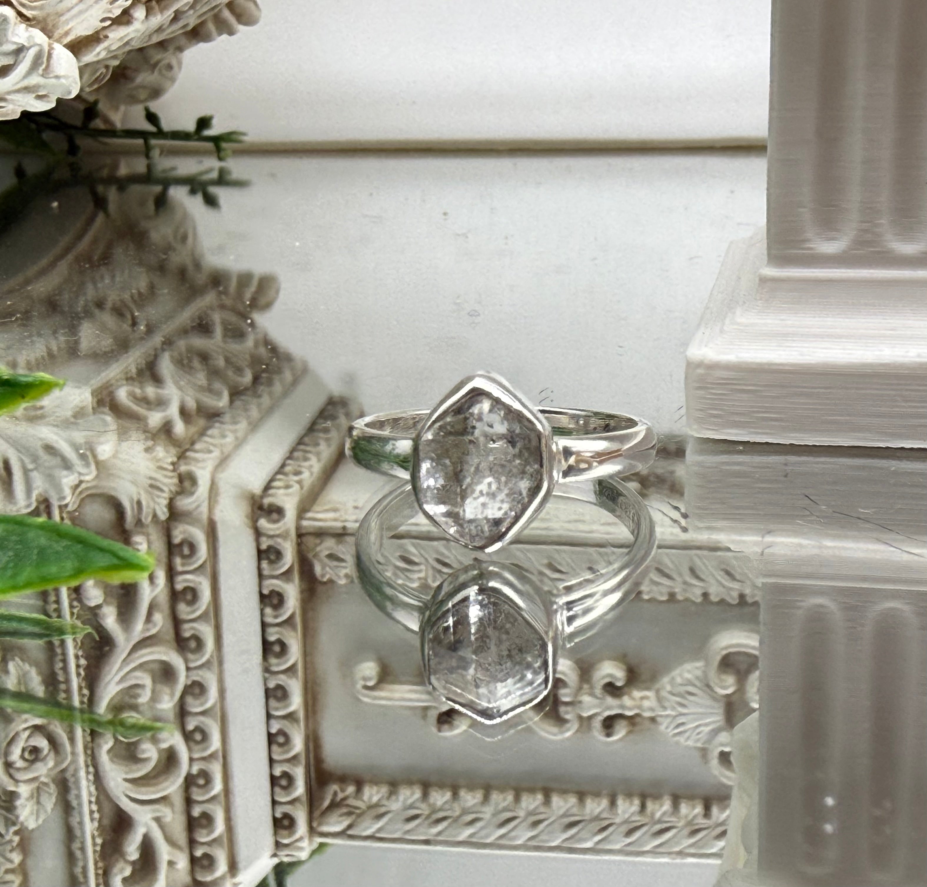 Herkimer Diamond Ring – 925 Sterling Silver - Size 8 Crystal Wellness