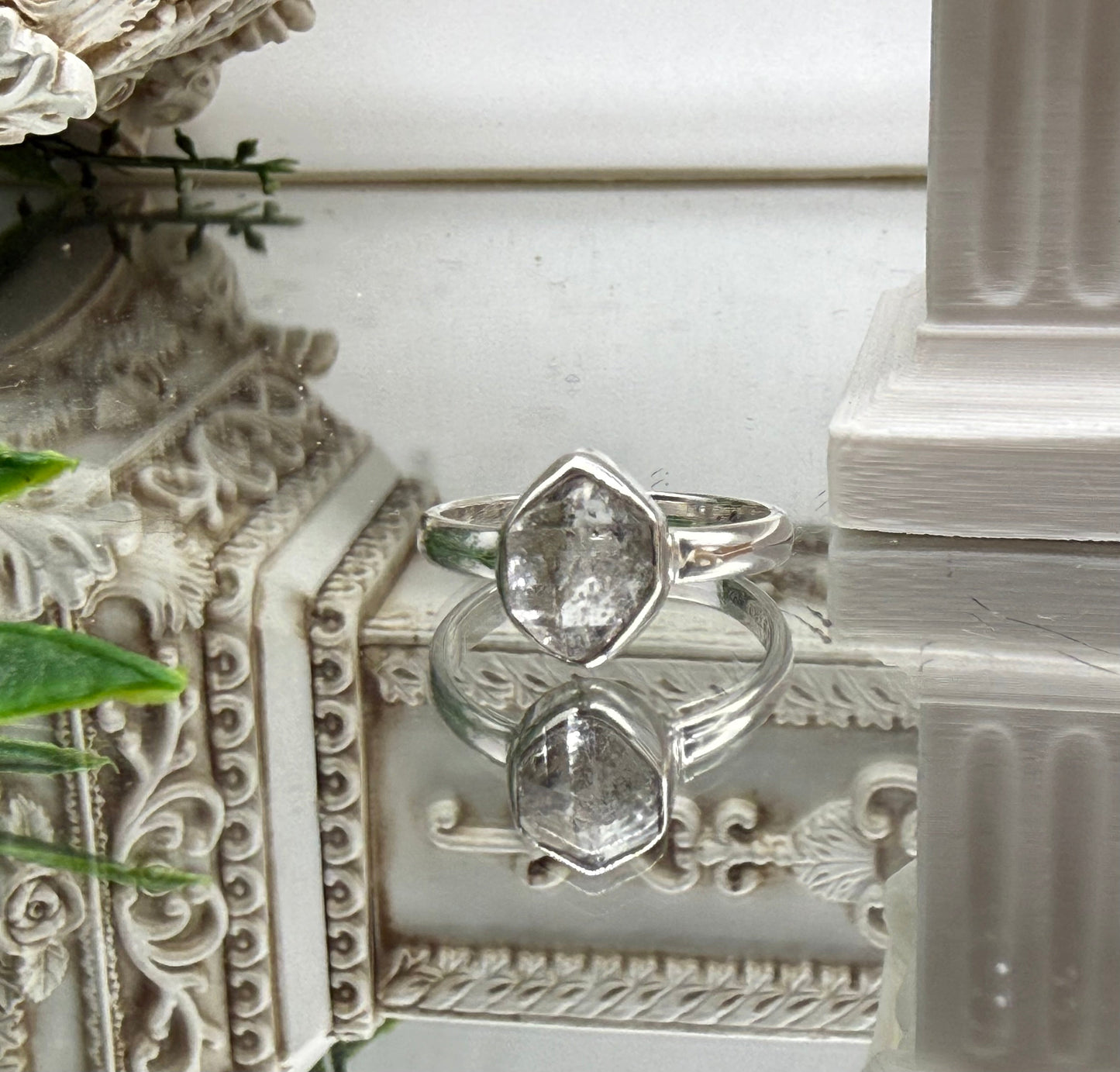 Herkimer Diamond Ring – 925 Sterling Silver - Size 8 Crystal Wellness