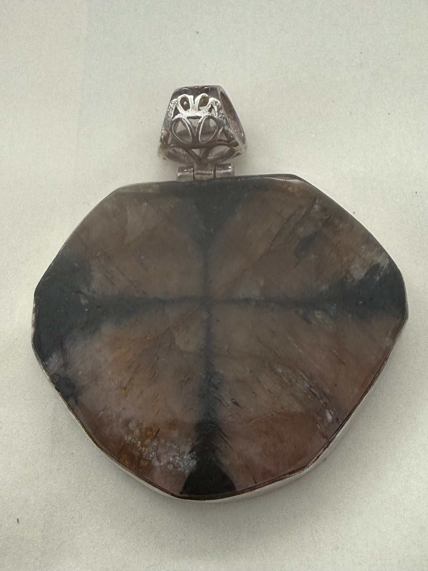 Chiastolite Silver Pendant – Crossroads of Protection 39mmx31mm Crystal Wellness