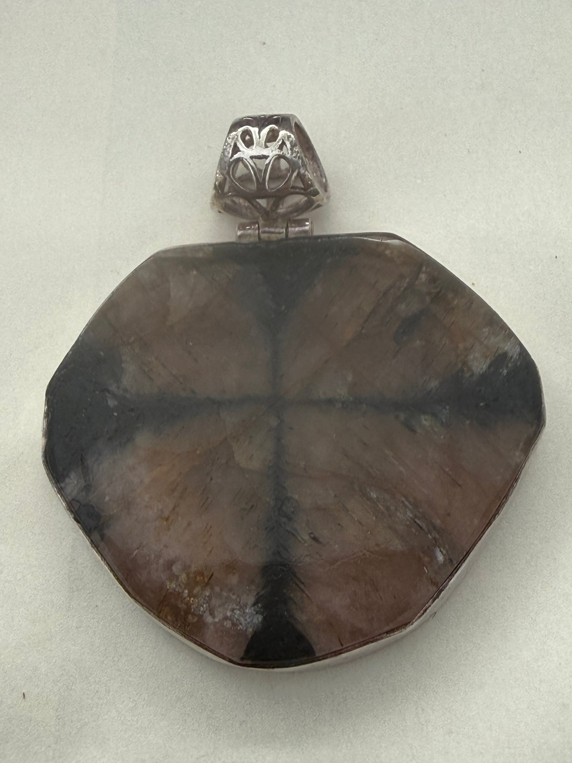 Chiastolite Silver Pendant – Crossroads of Protection 39mmx31mm Crystal Wellness
