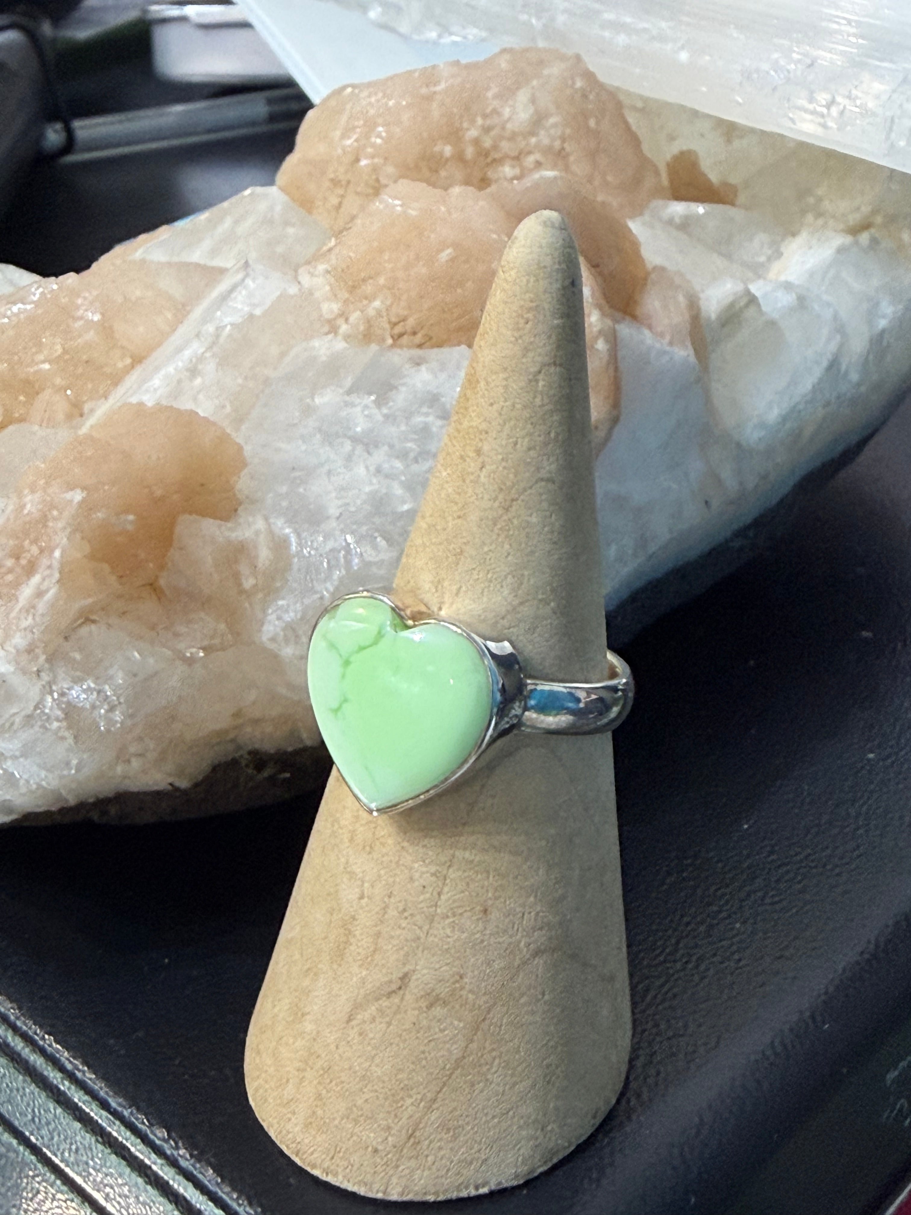 Lemon Chrysoprase Ring, size 8.5 – Joy, Hope & Heart Renewal Crystal Wellness