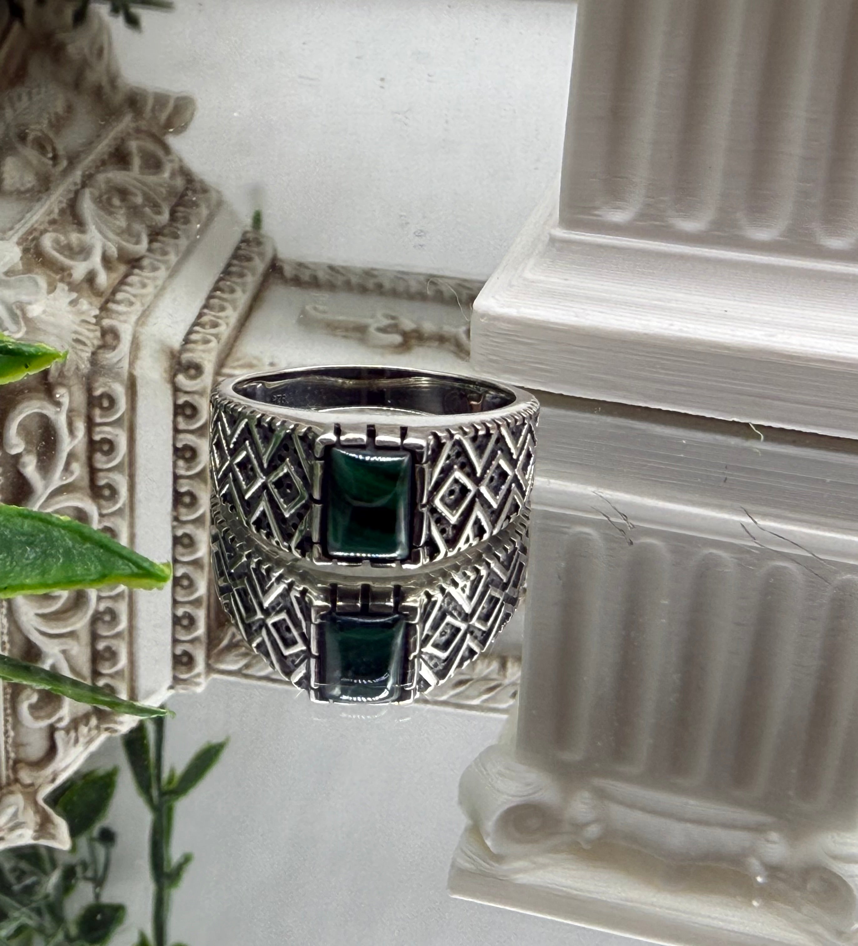 Malachite Sterling Silver Men’s Ring – Size 10 Crystal Wellness