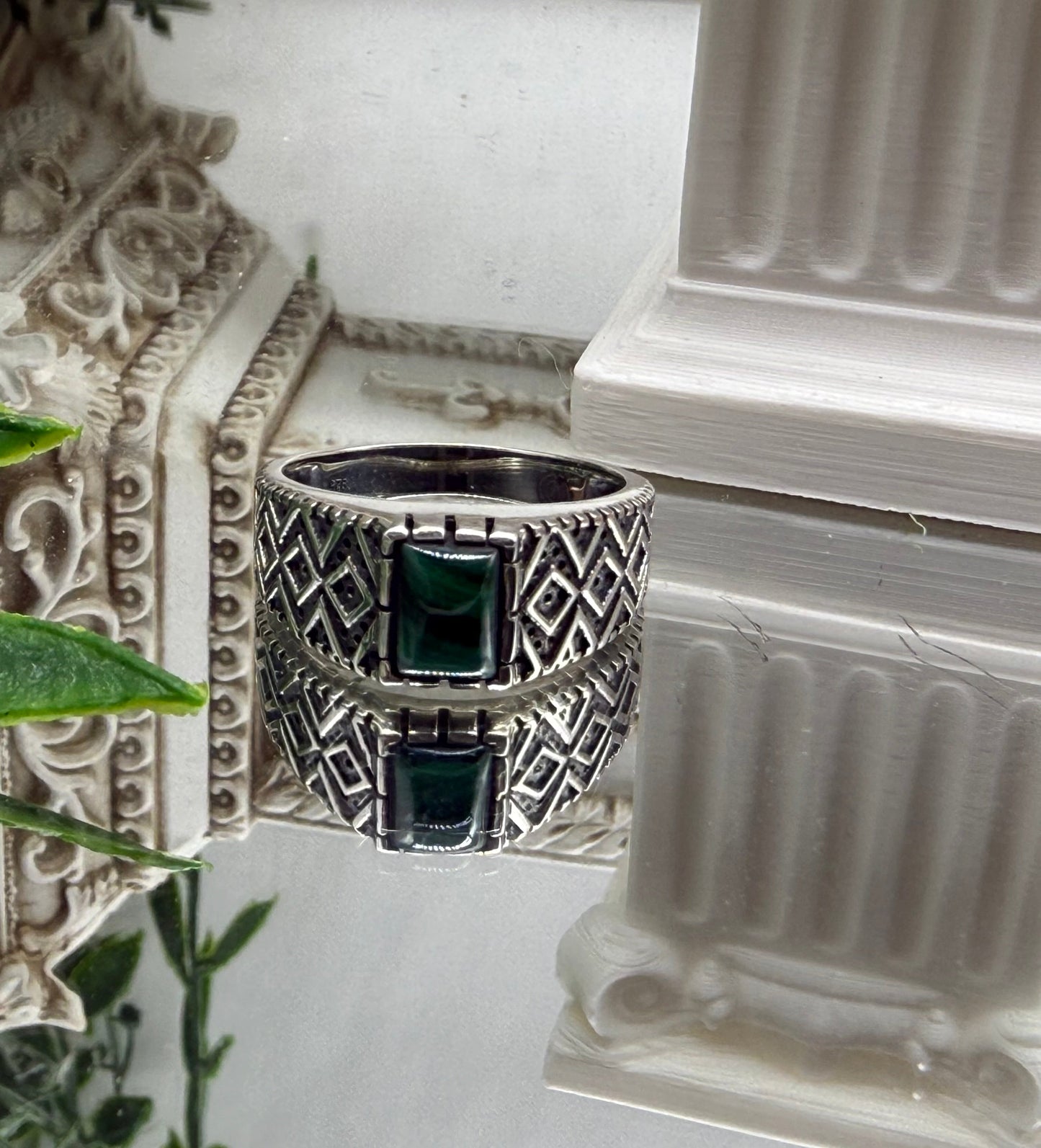 Malachite Sterling Silver Men’s Ring – Size 10 Crystal Wellness