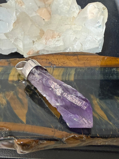 Amethyst Point Silver Pendant, 45mmx11mm Crystal Wellness