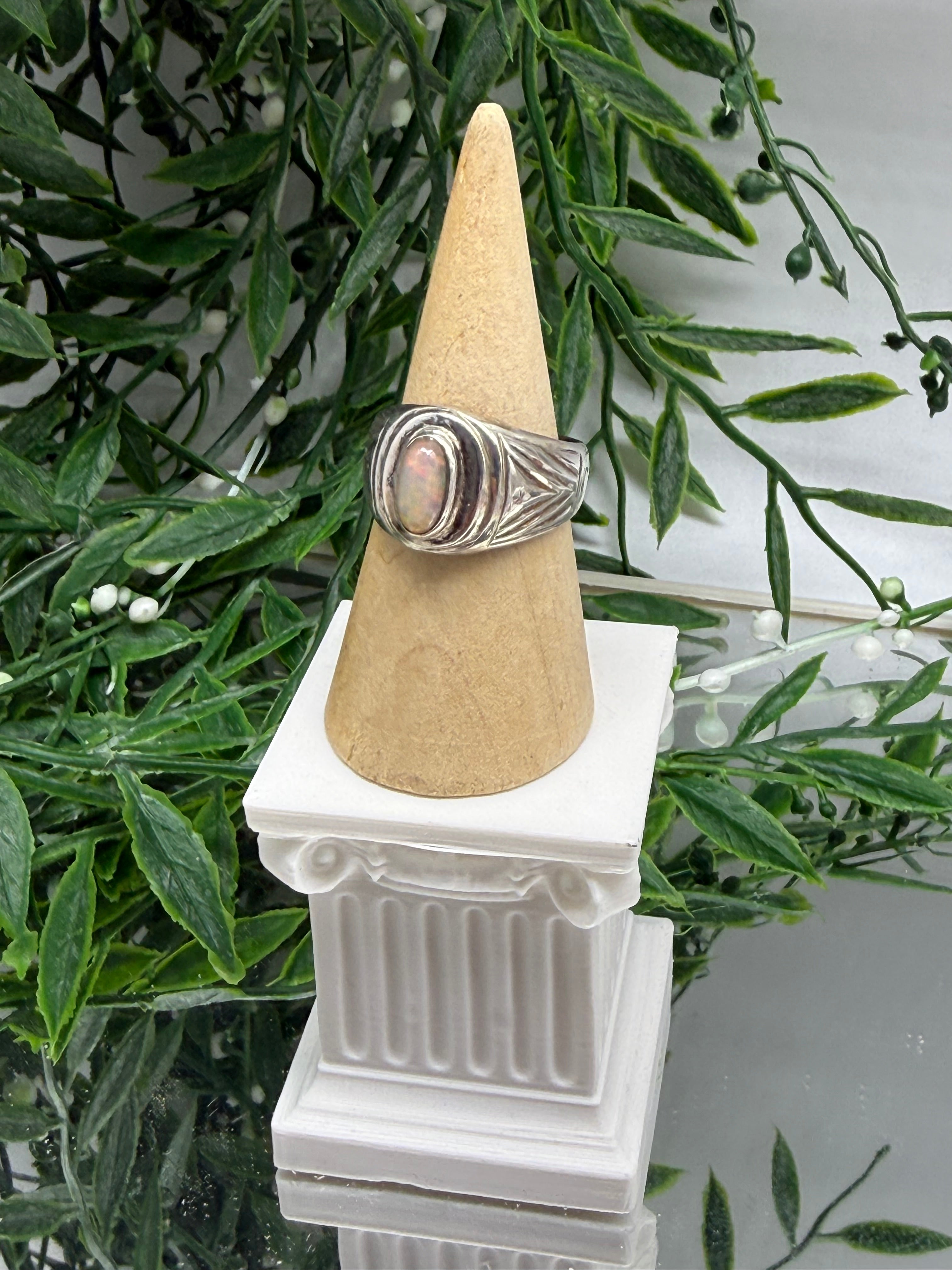 Australian Opal Men’s Ring, size 10 – Fire of the Earth Crystal Wellness