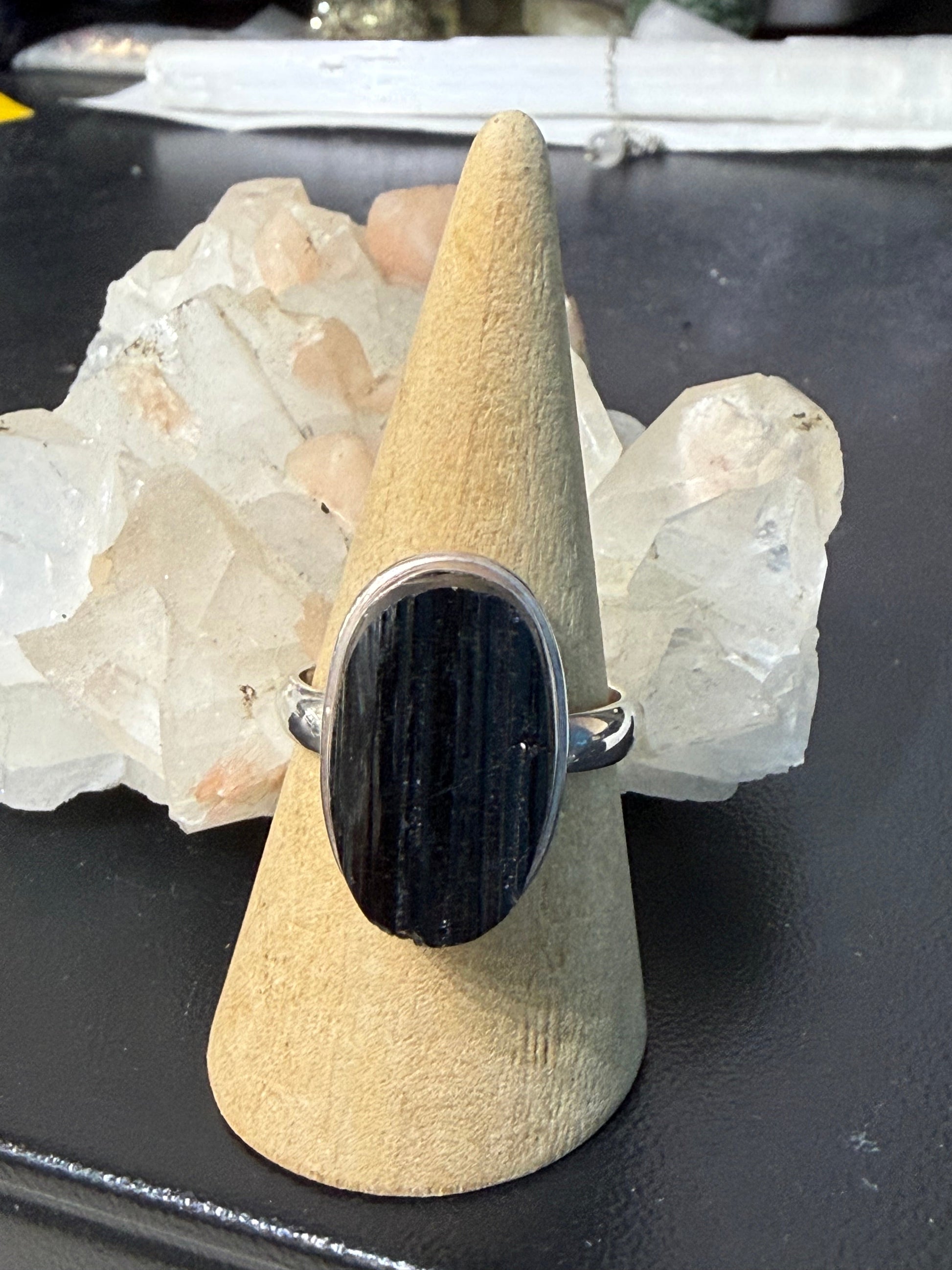 Raw Black Tourmaline Ring – Protection, , size 12 Crystal Wellness