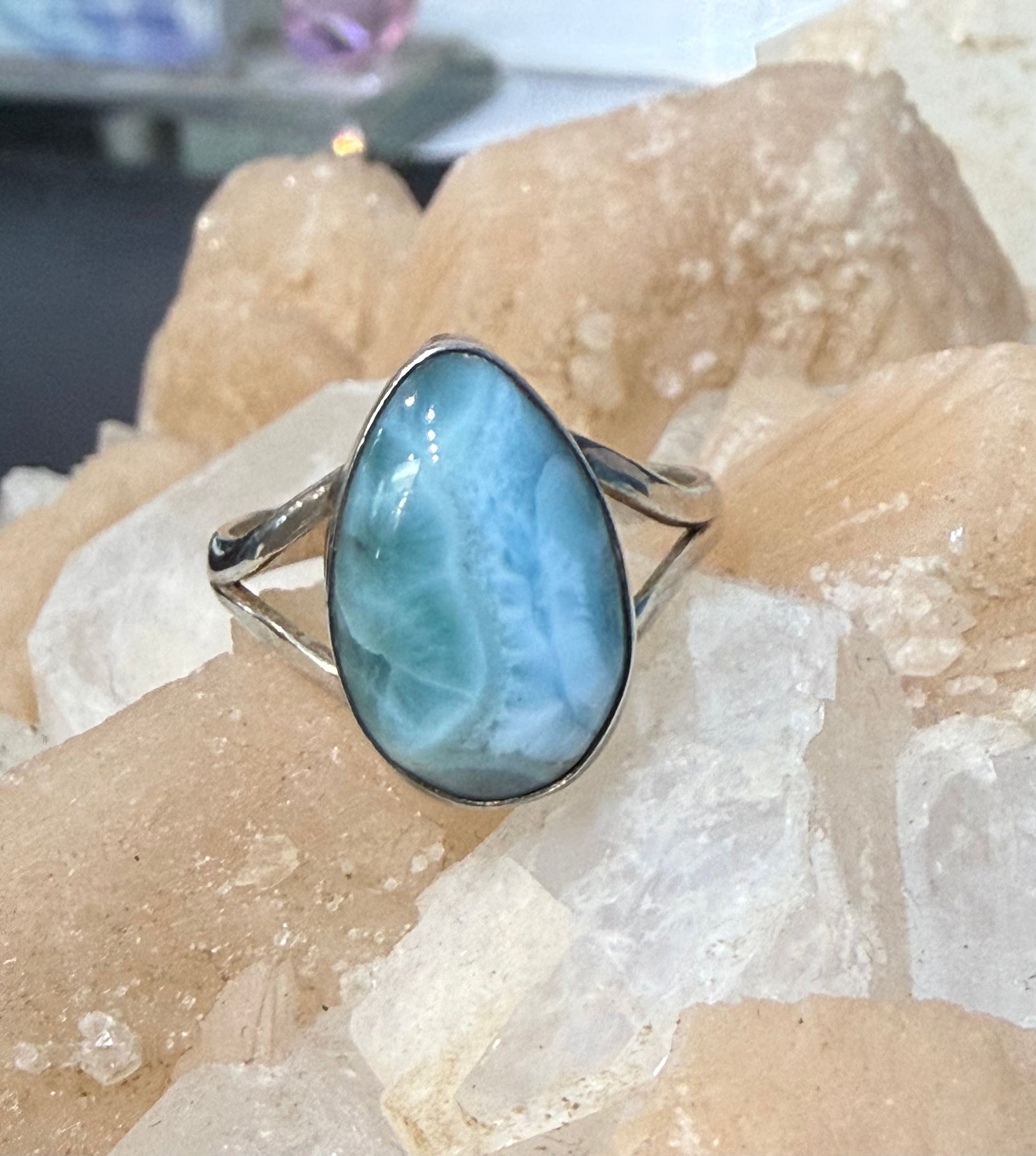Larimar Ring – Ocean of Serenity, size 7 Crystal Wellness