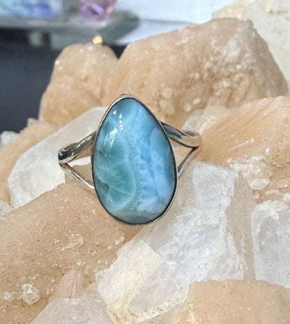 Larimar Ring – Ocean of Serenity, size 7 Crystal Wellness