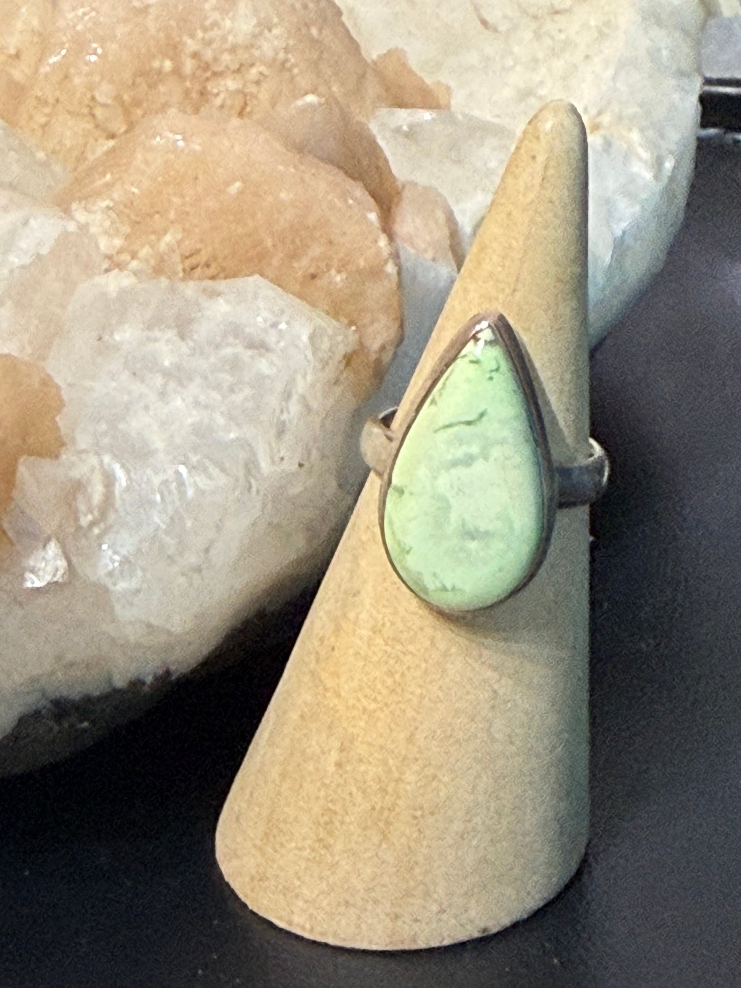 Golden Harmony Lemon Chrysoprase Ring – Sterling Silver, Size 6.5 Crystal Wellness