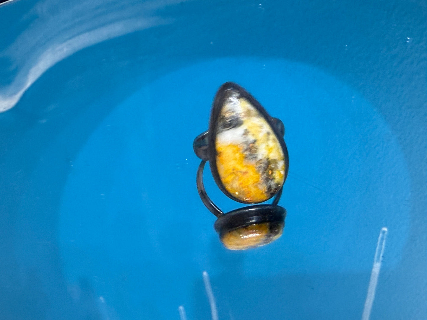 🐝 Bumblebee Jasper Silver Ring — Joy, Confidence & Personal Power, size 8 Crystal Wellness
