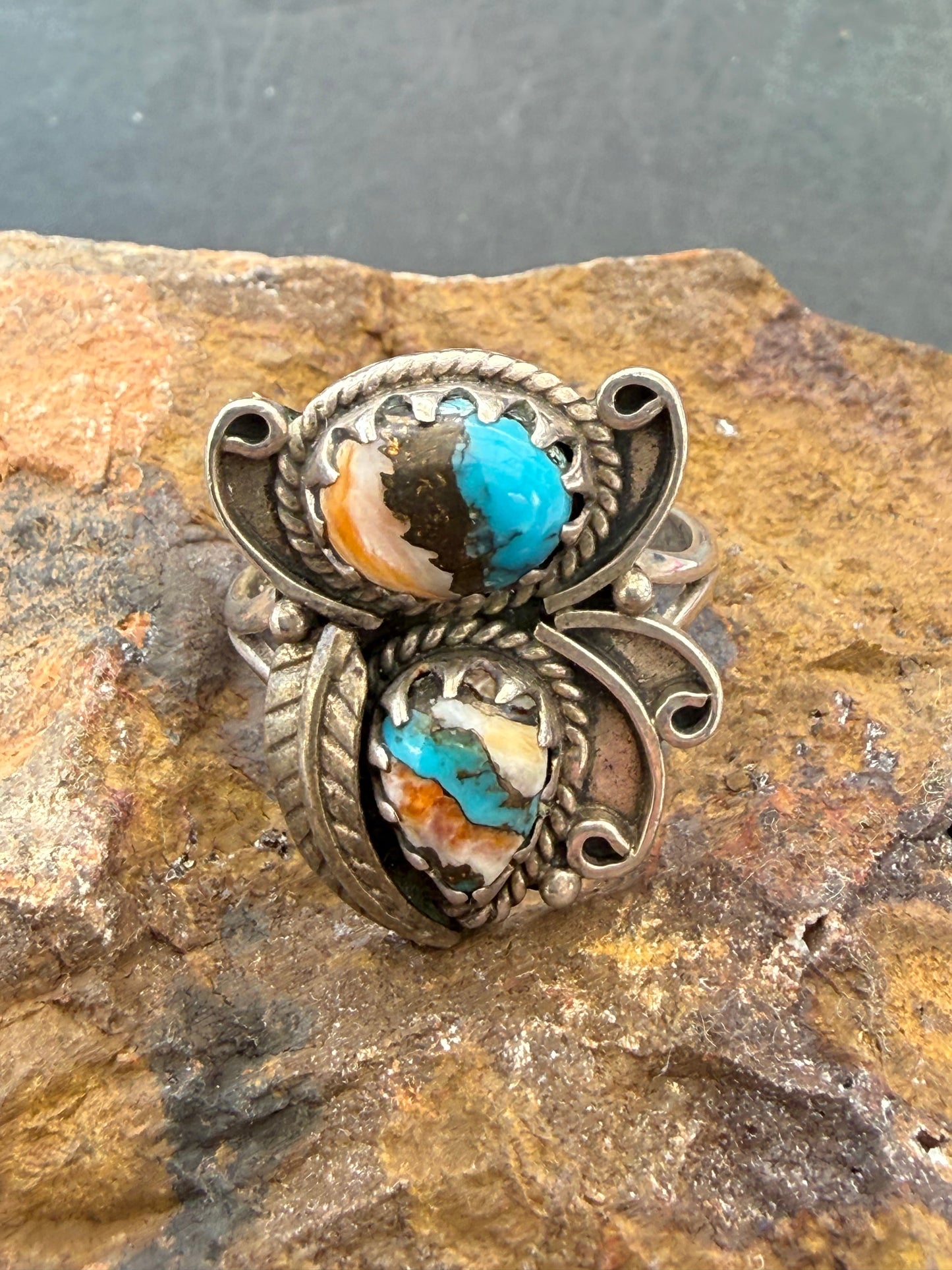 Spiny Oyster Turquoise Statement Ring, size 11 Crystal Wellness