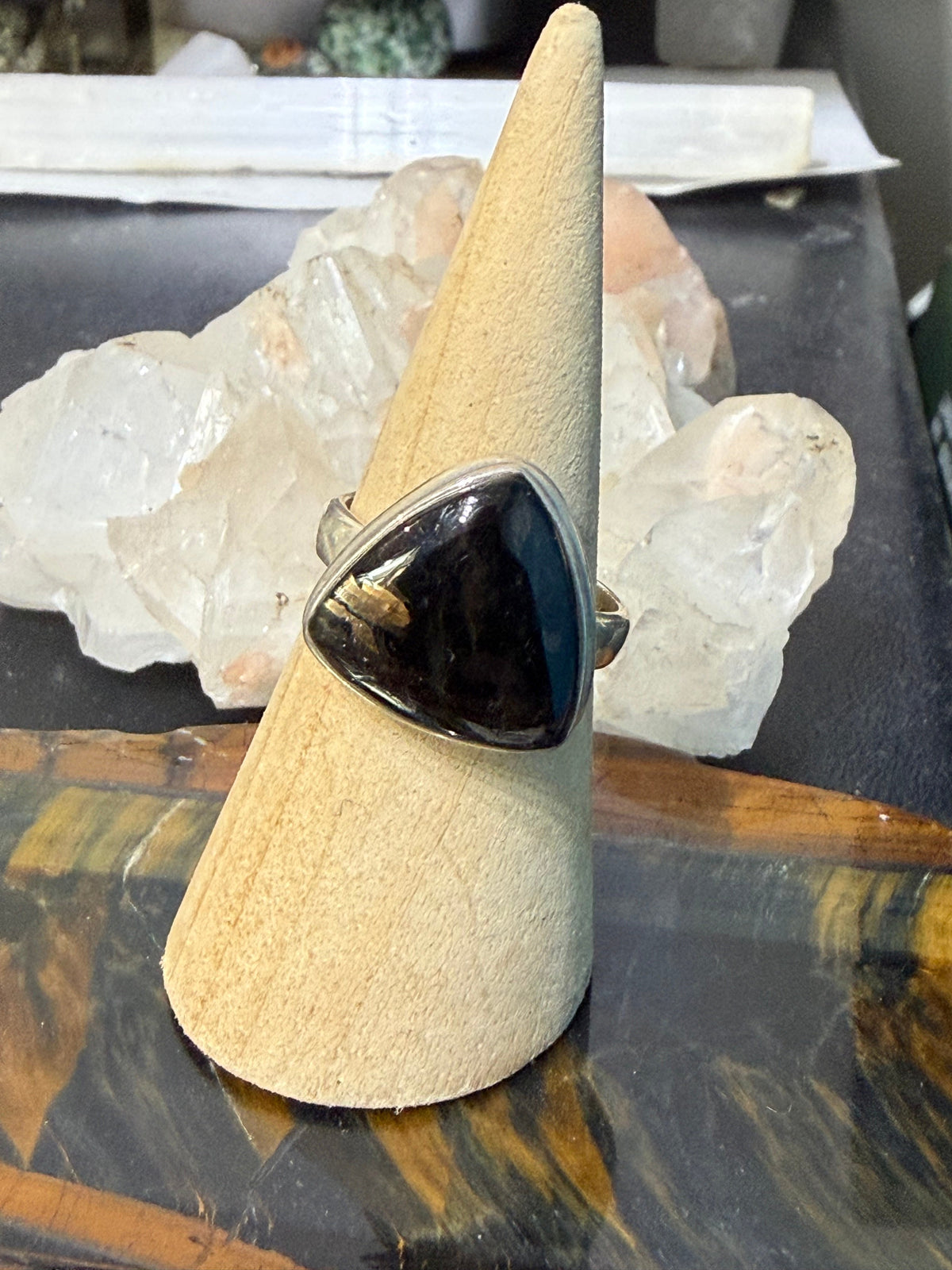 Nuummite Ring — The Stone of Deep Protection & Inner Power, size 8.75 Crystal Wellness