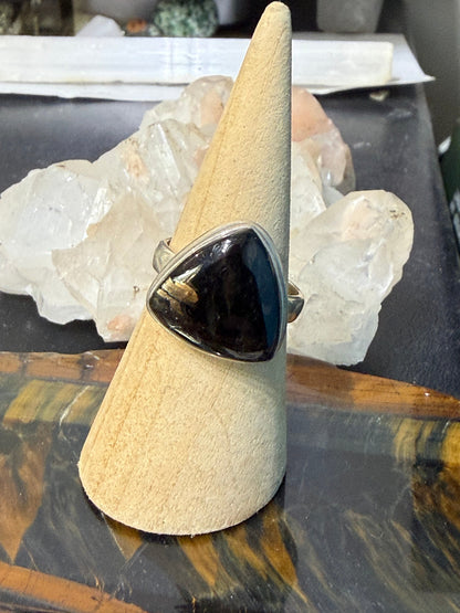 Nuummite Ring — The Stone of Deep Protection & Inner Power, size 8.75 Crystal Wellness