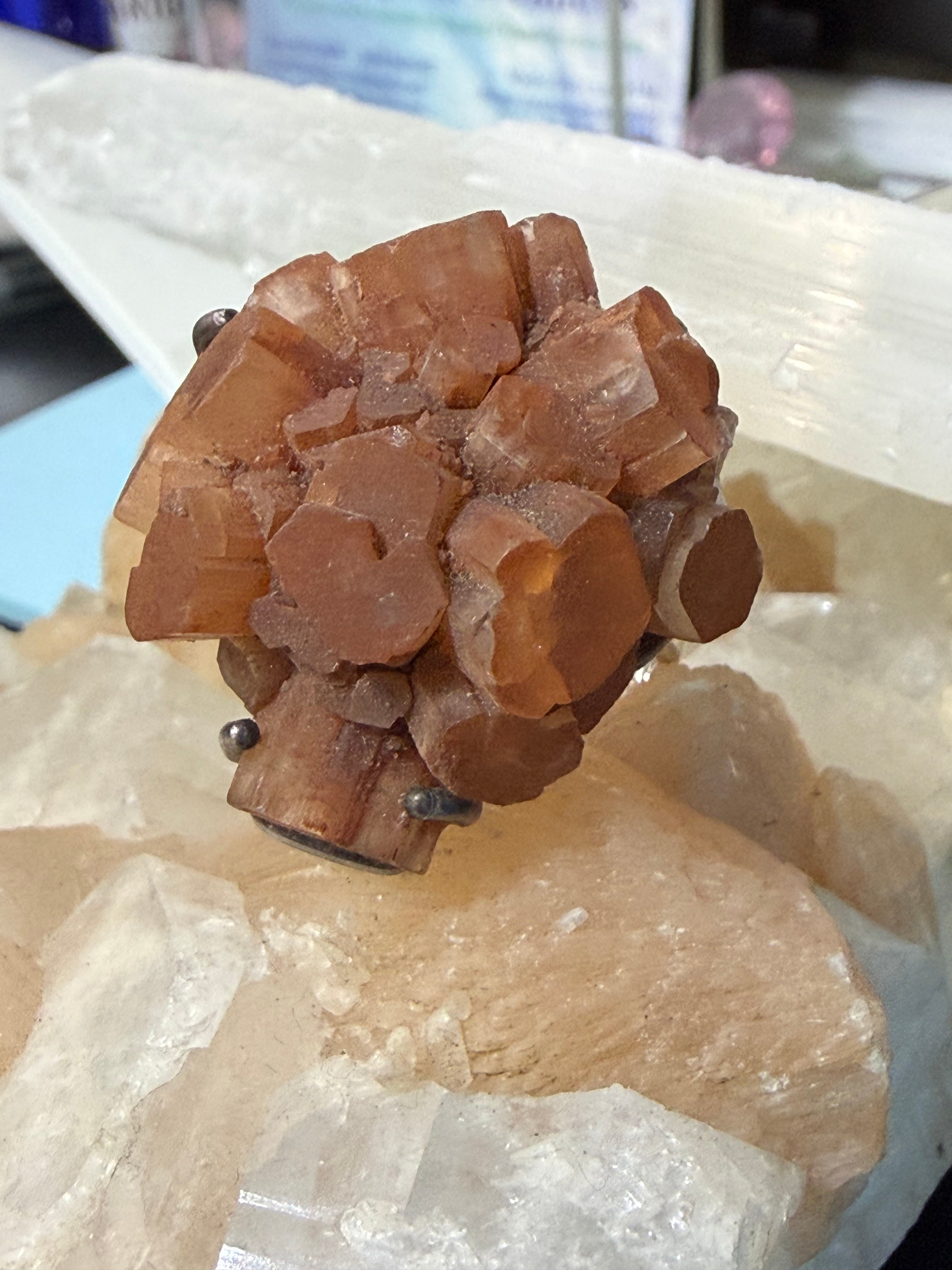 Aragonite Sputnik Ring, size 9 – Grounding, Stability & Inner Strength Crystal Wellness