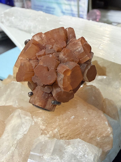 Aragonite Sputnik Ring, size 9 – Grounding, Stability & Inner Strength Crystal Wellness