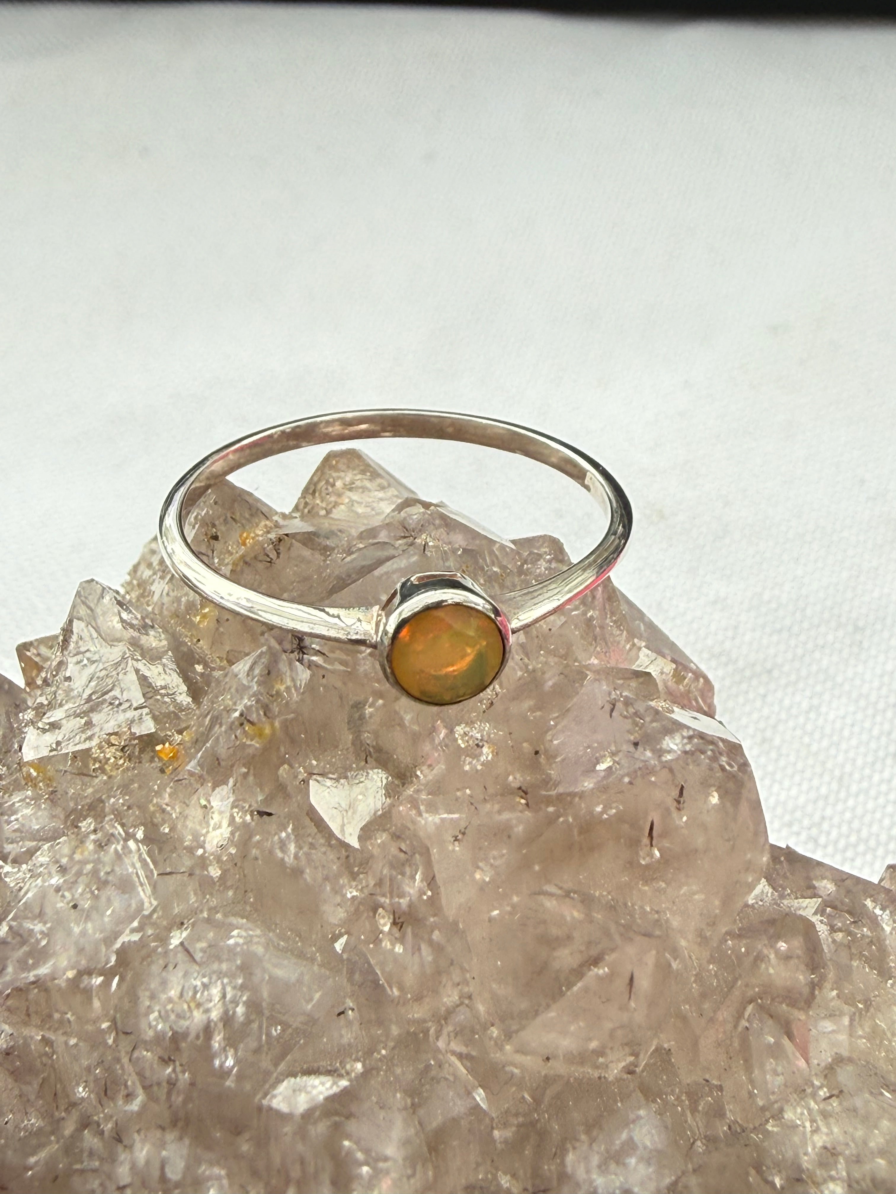 Ethiopian Opal Ring – A Stone of Inspiration, Intuition & Divine Light, size 8 Crystal Wellness