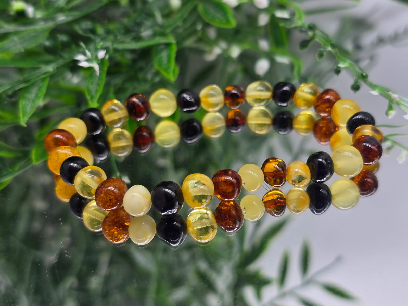 Natural Baltic Amber Beads Bracelet 7mm Crystal Wellness